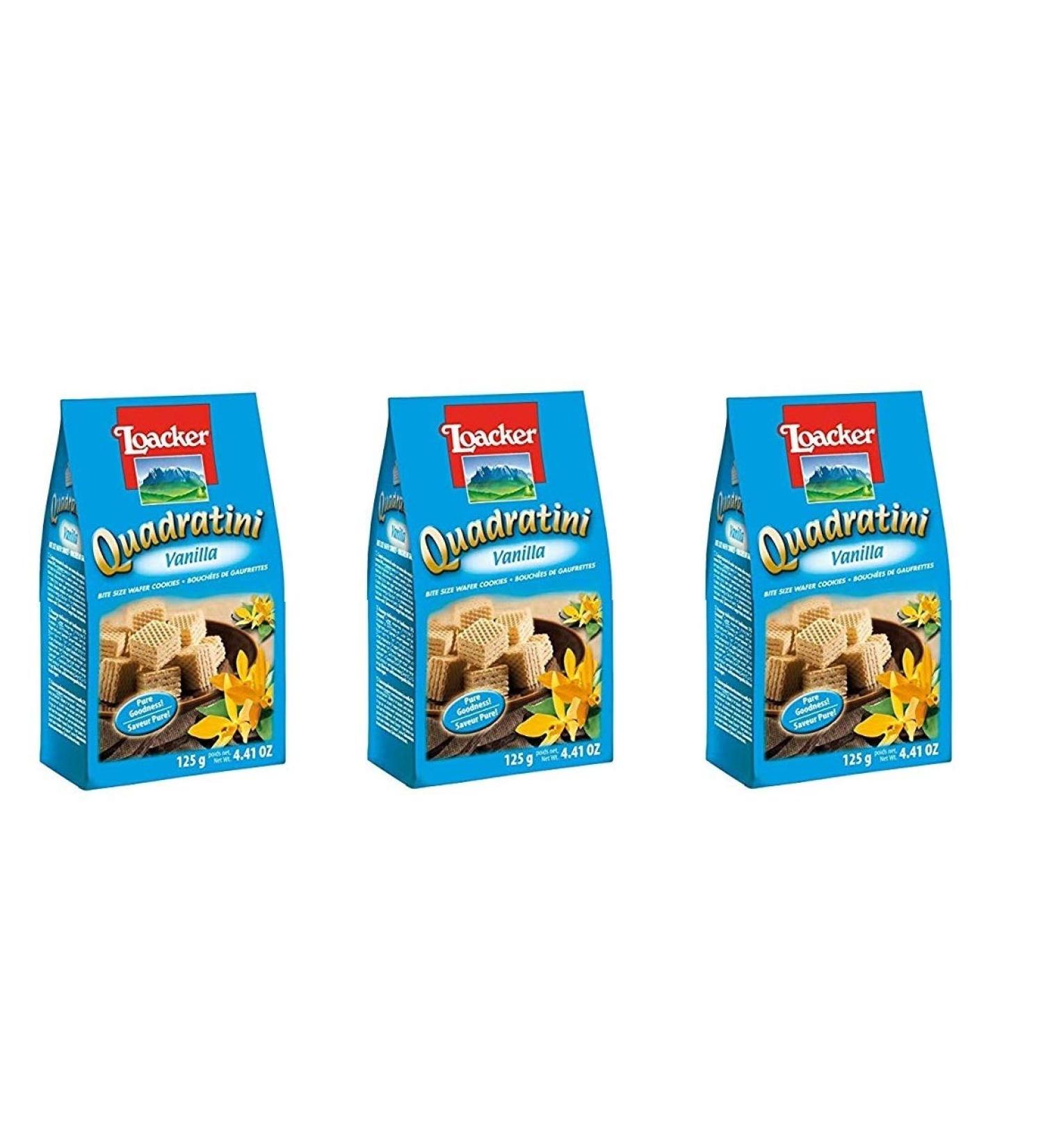 Loacker Loacker Quadratini Vanilla Cream Wafers 125g (Pack of 3)