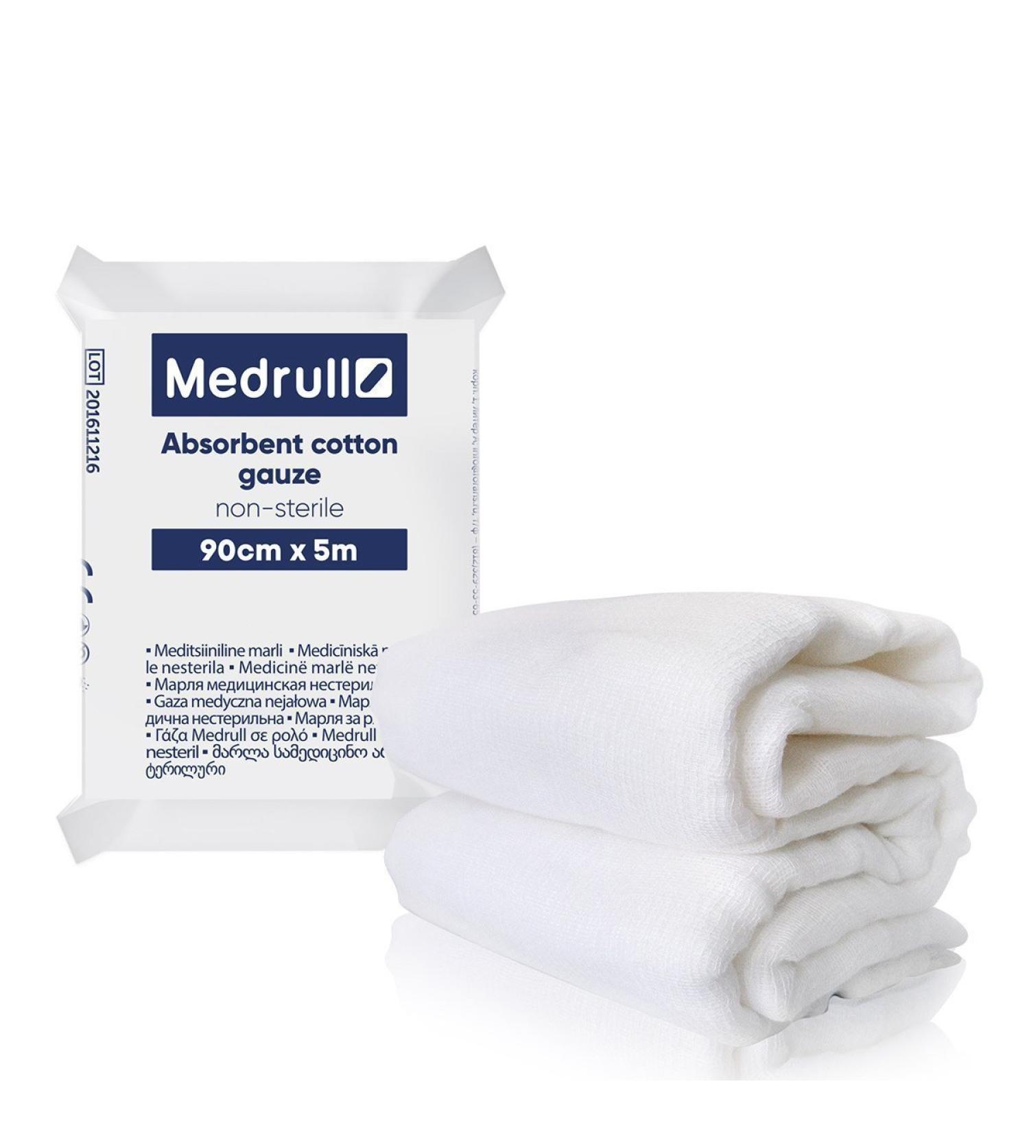 Medrull Large Medical Gauze | Premium Elastic Bandage & Dressing | Absorbent Cotton | 100% Cotton Non-Sterile | 90cm x 5m - Buy Online on GoSupps.com