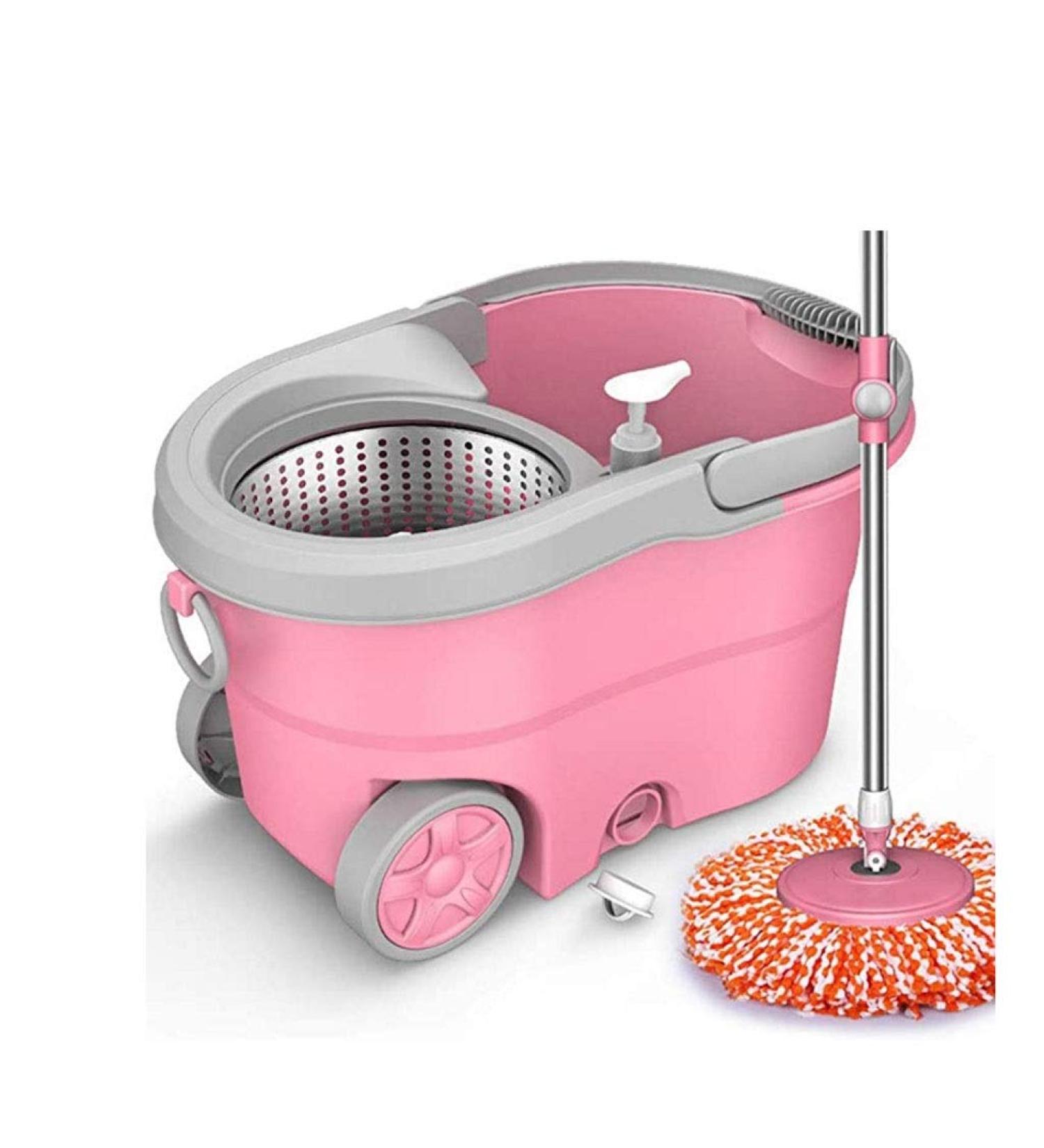 Stainless Steel Spinning Mop Bucket with Wringer Home Cleaning Kit for Hardwood Floors and Tiles to pursue happiness - Buy Online on GoSupps.com