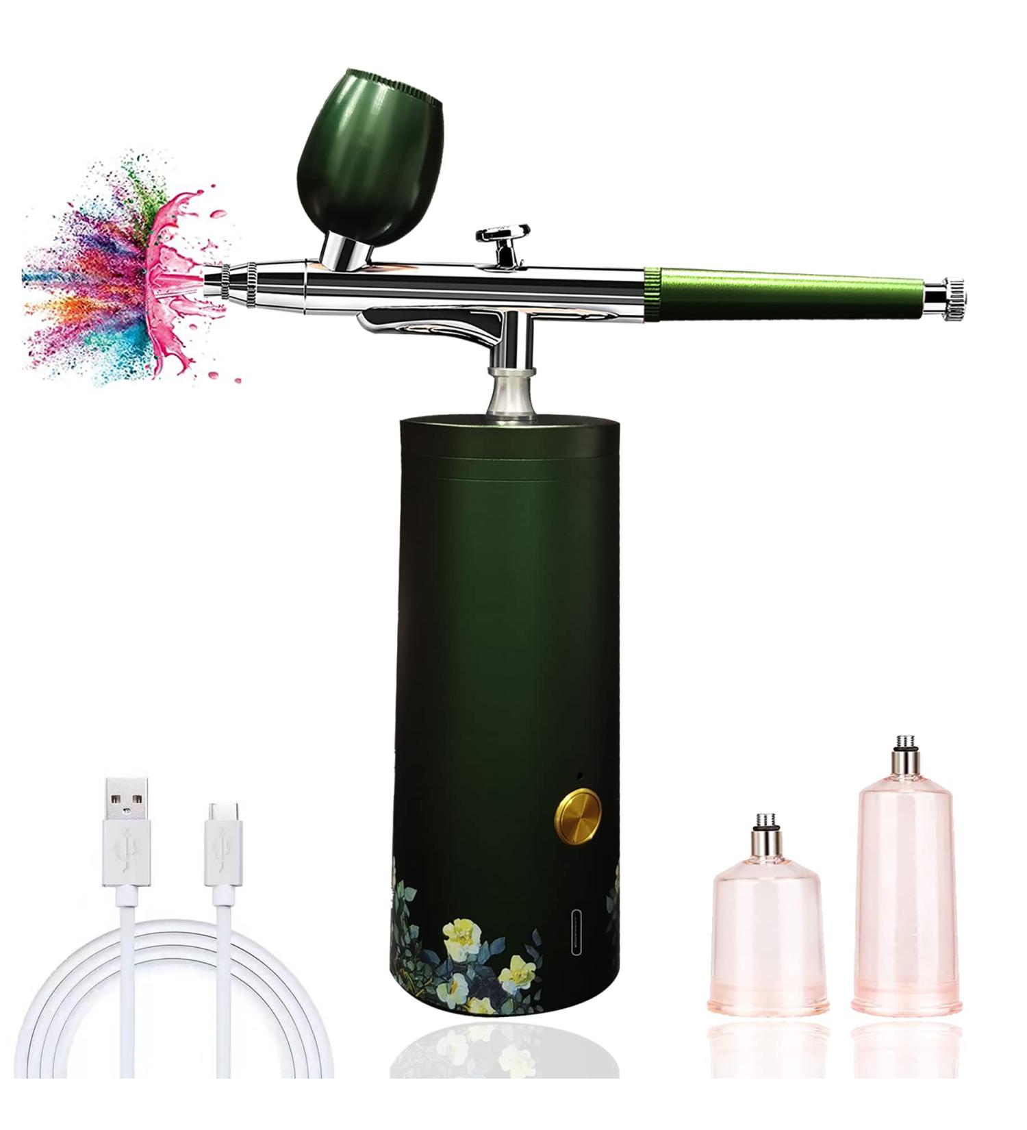 Mini Airbrush Makeup Kit with Compressor - Portable Elegance Airbrush for Tattoos, Cake Decorating, and Modeling in Green - Buy Online on GoSupps.com