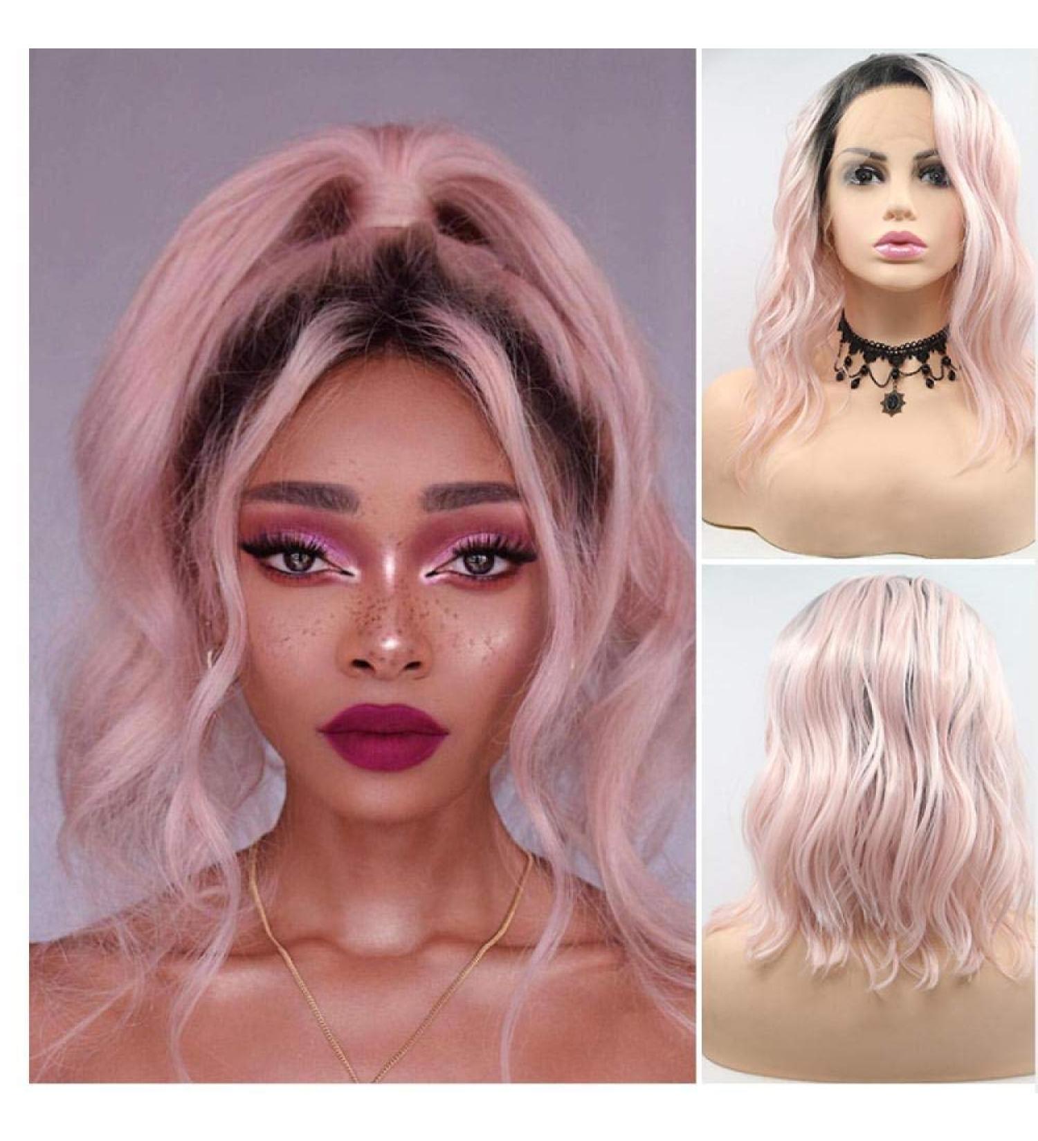 Buy BGHJUE Pink Short Wig with Bangs - Realistic Synthetic Wig Accessories for Women - Buy Online on GoSupps.com