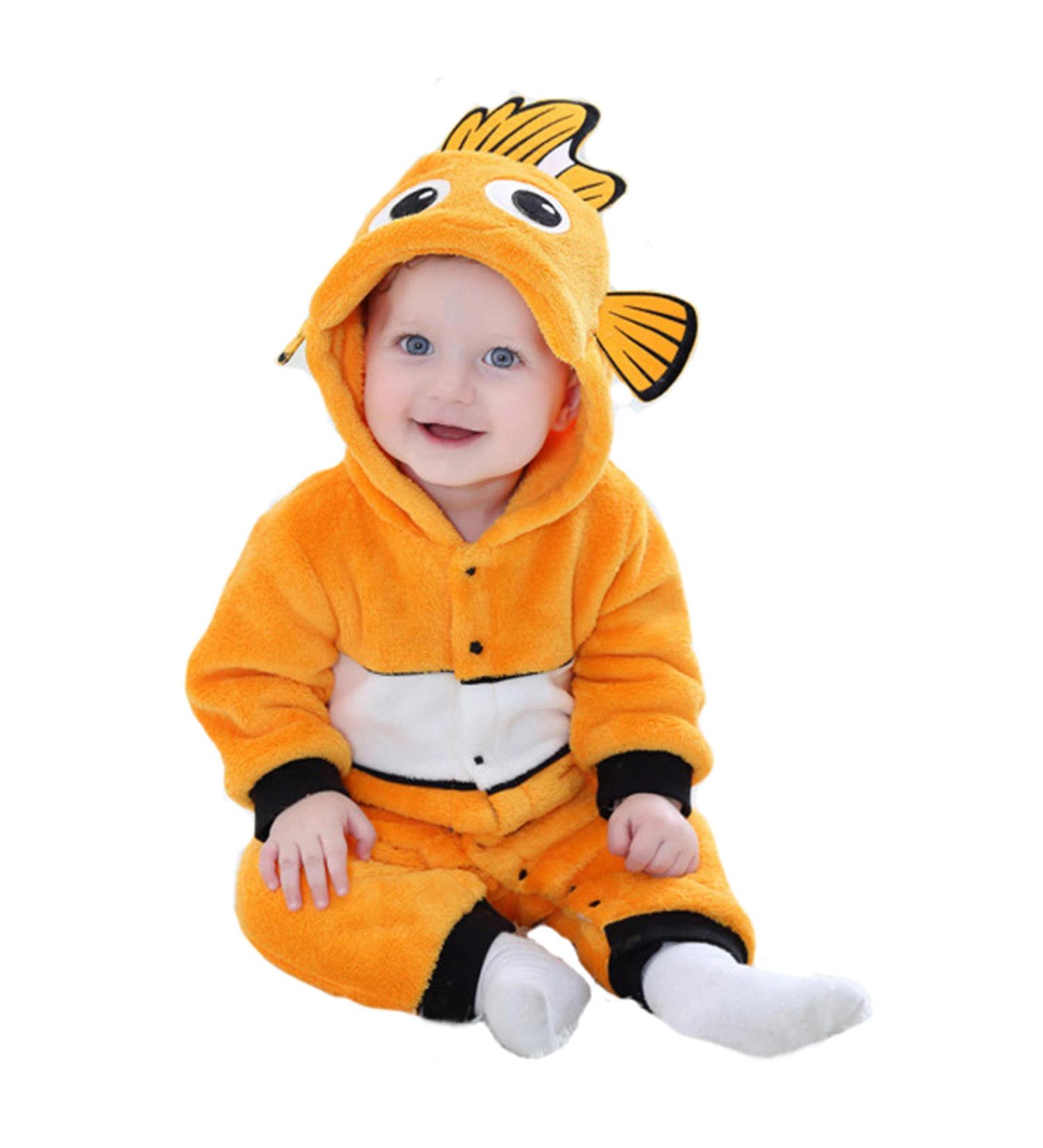 Doladola Unisex Baby Clown Fish Romper | 18-24 Months Flannel One Piece Pyjamas - Buy Online on GoSupps.com