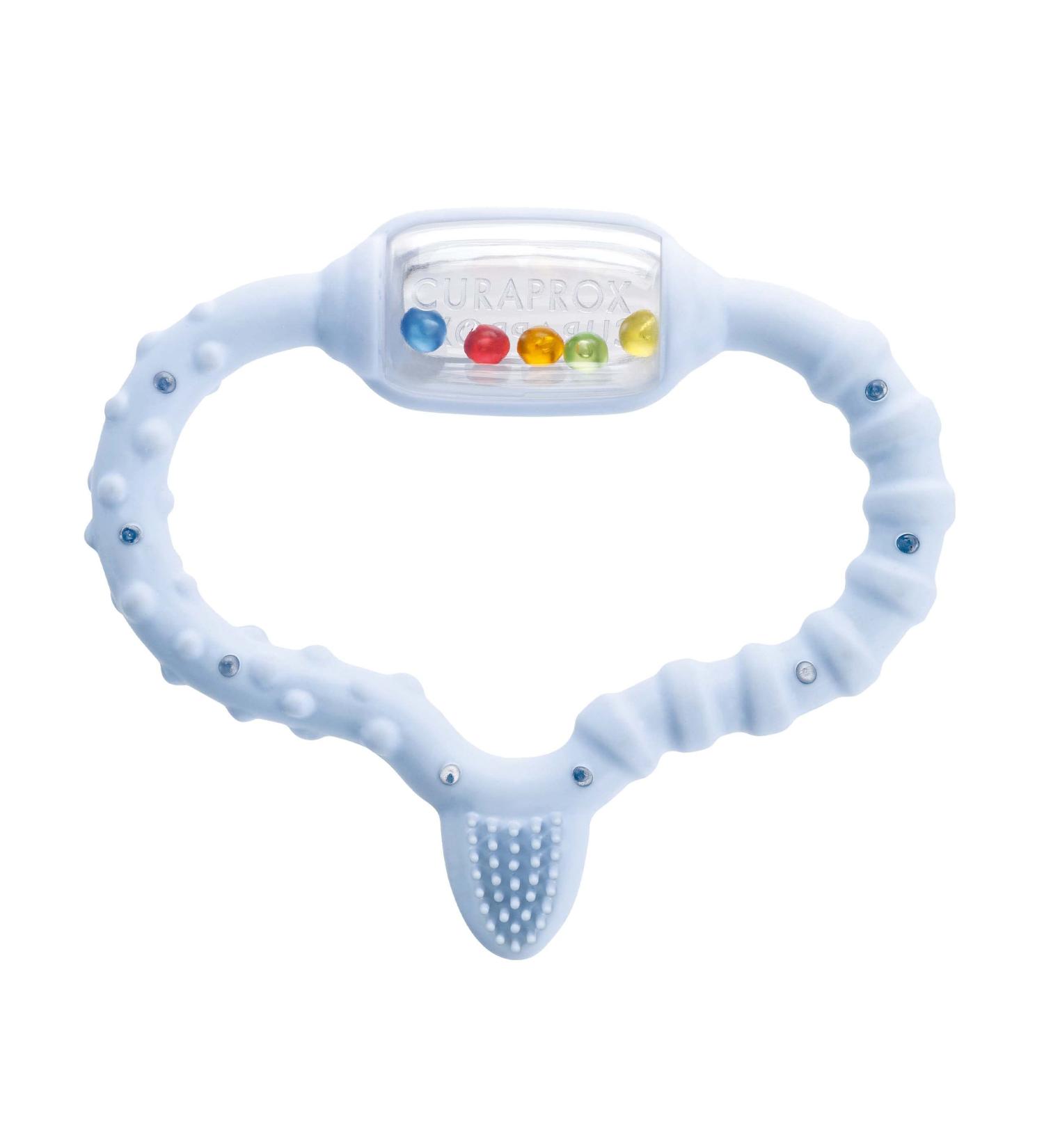 Curaprox Blue Baby Bite Ring with Rattle & Learning Toothbrush - BPA-Free - 1 Piece - Buy Online on GoSupps.com