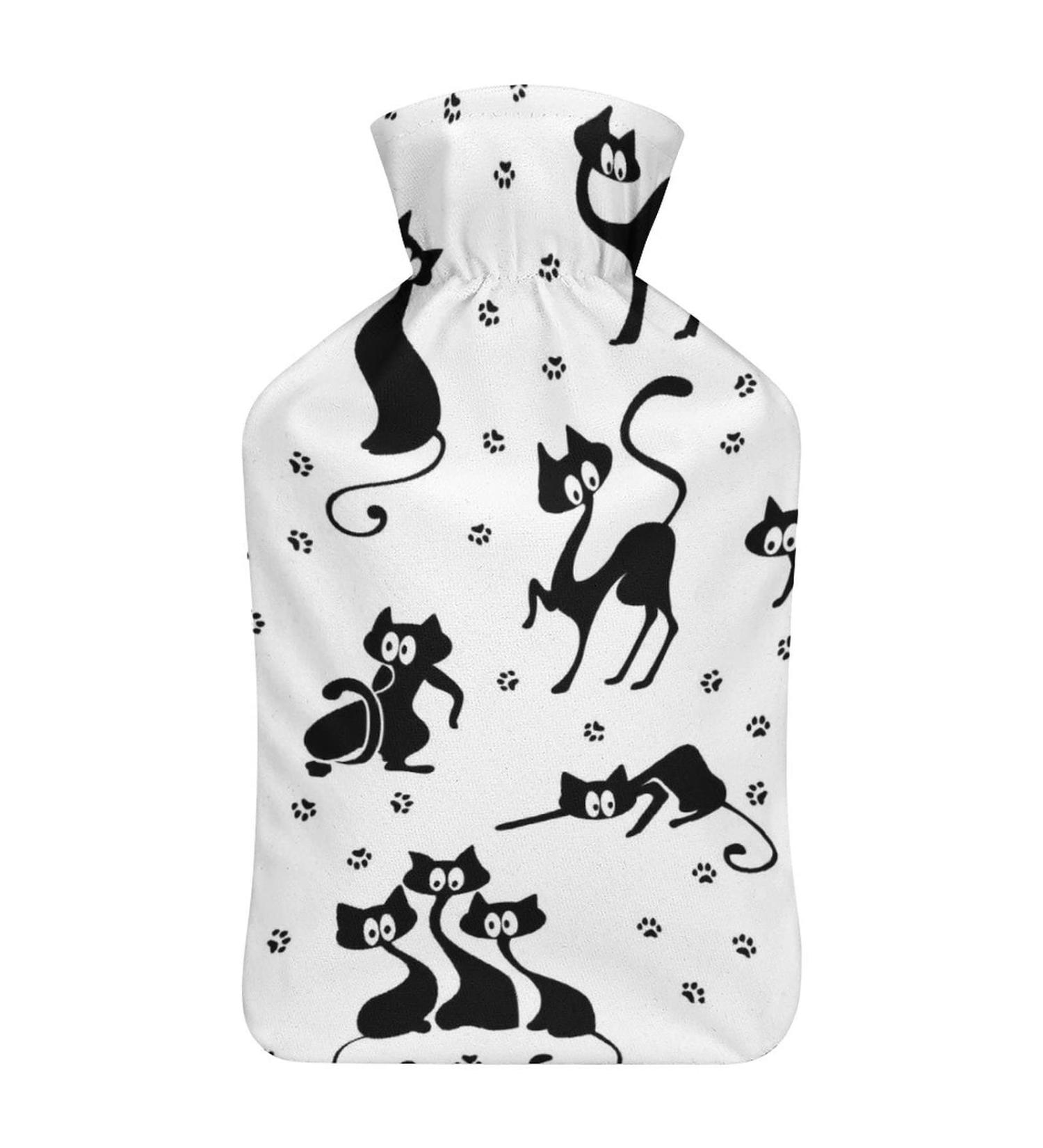 Cute Black Cat Hot Water Bottle | Plush Bed Warmer for Adults & Kids | 26.5x15.3cm - Buy Online on GoSupps.com