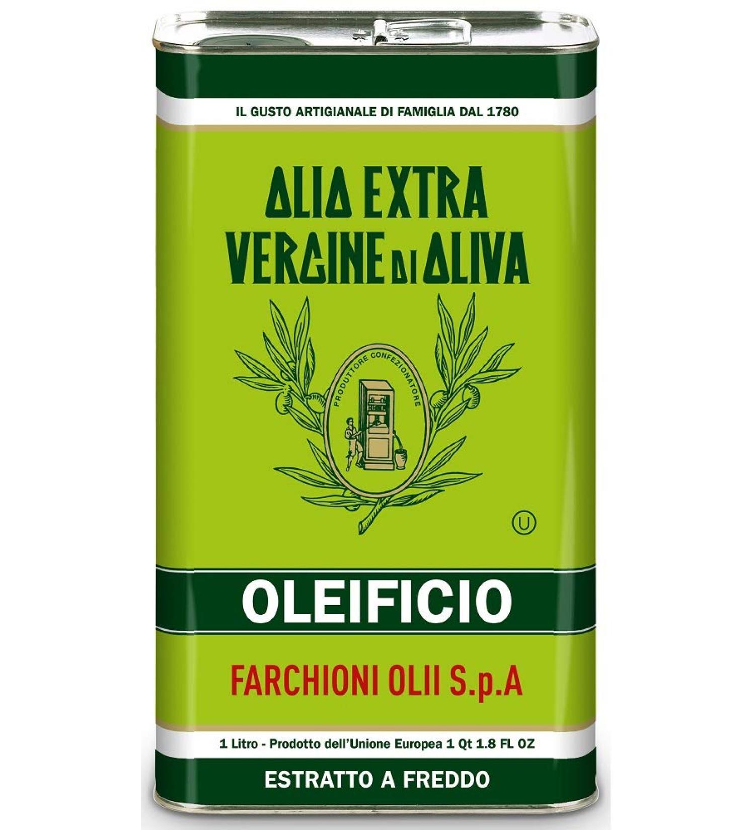 Farchioni - Extra Virgin Italian Olive Oil Tin Can (1 Litre) E. Extra Virgin Oil - Tin 1L - Buy Online on GoSupps.com
