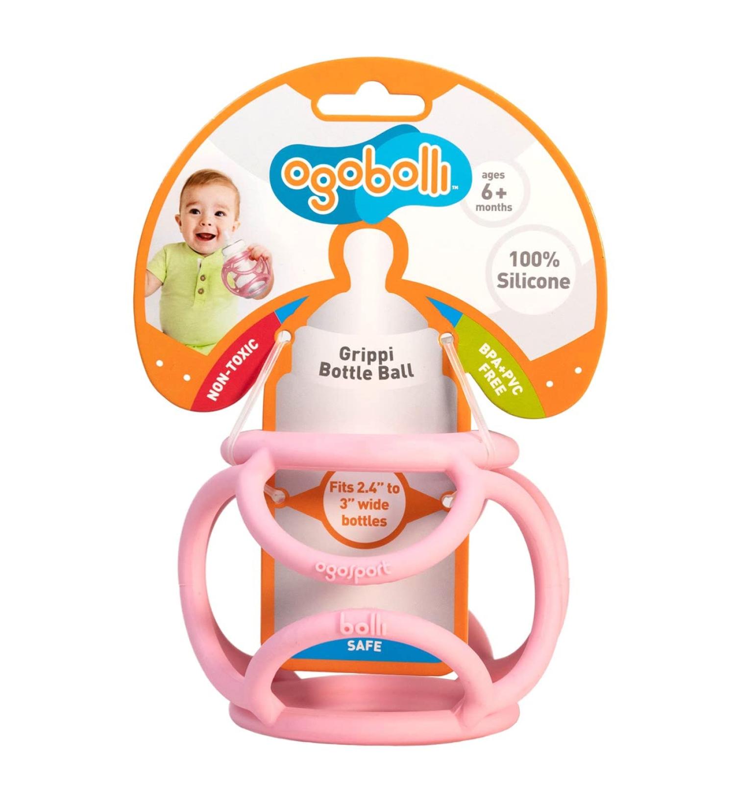 OgoBolli Grippi Baby Bottle Holder and Sensory Teether Toy - Pink - Buy Online on GoSupps.com