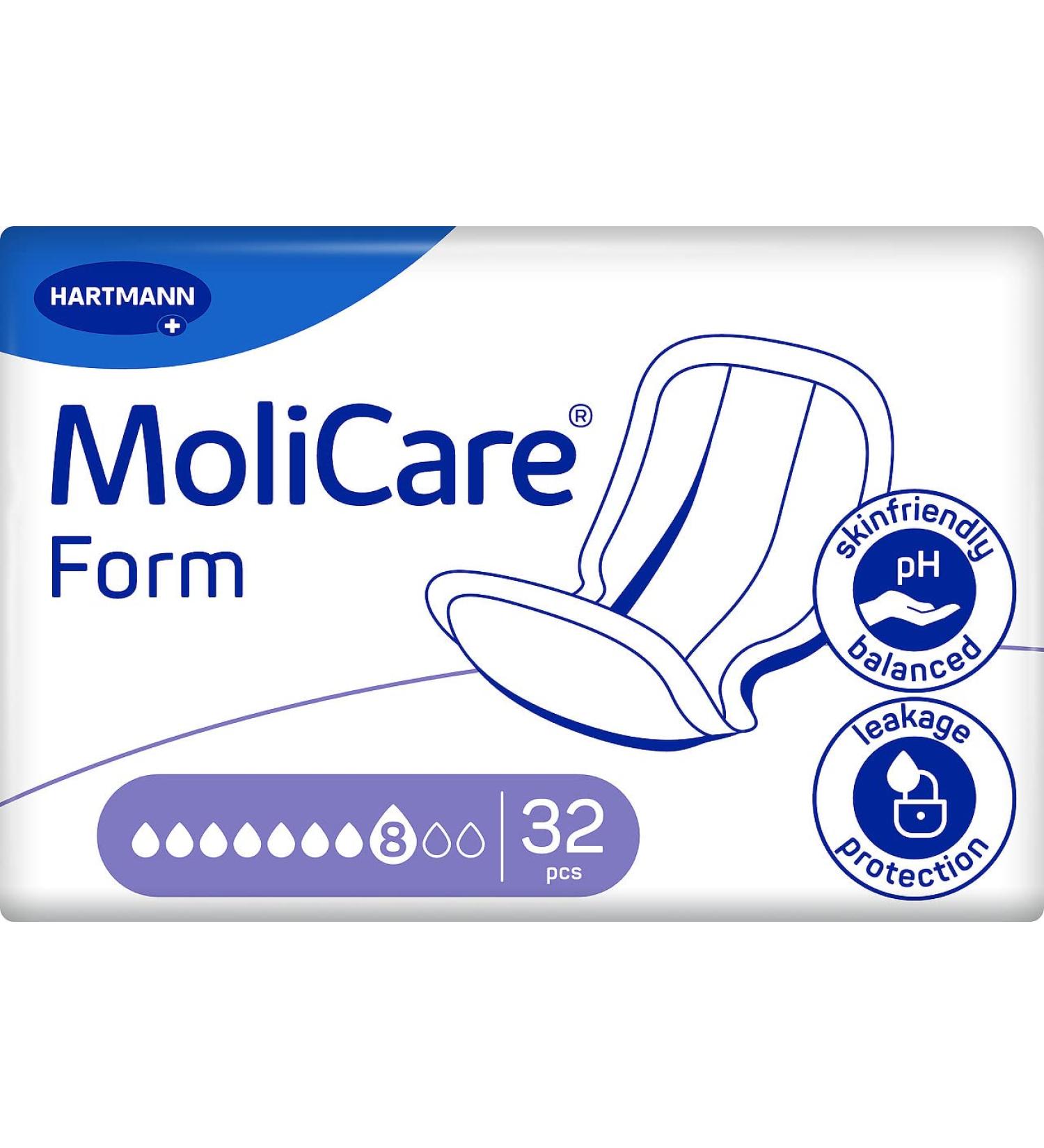 Molicare Form 8 Drops for Severe Incontinence - High Security & Discretion for Men & Women | 32 Pieces - Compatible with Molicare Premium Fixing Pants - Buy Online on GoSupps.com