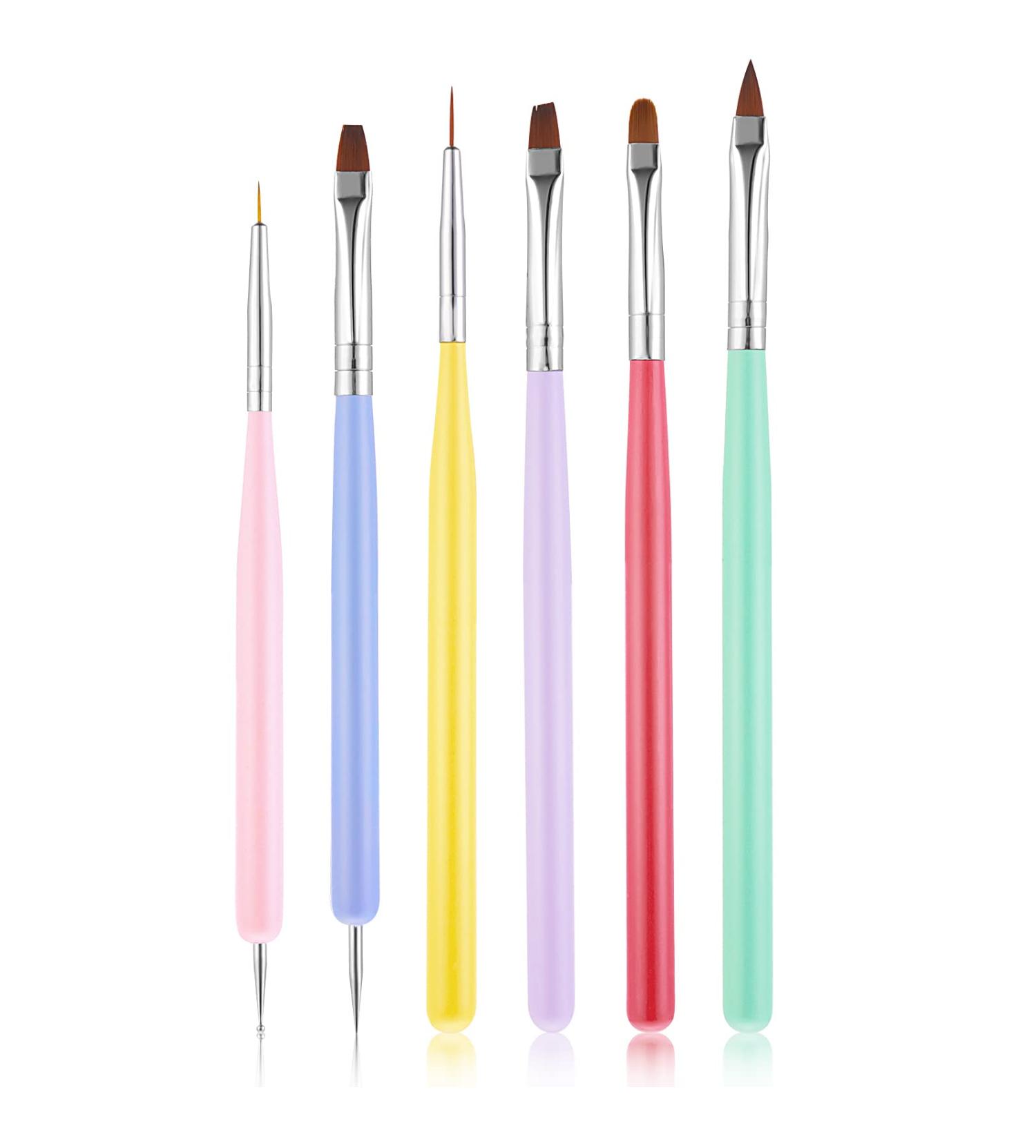 WLLHYF 6Pcs Nail Art Brushes Set - Design Tools for Gel Nail Polish, Carved Brush, Liner Brush, Dotting Pen - Ideal for Home Salon DIY Manicure - Buy Online on GoSupps.com