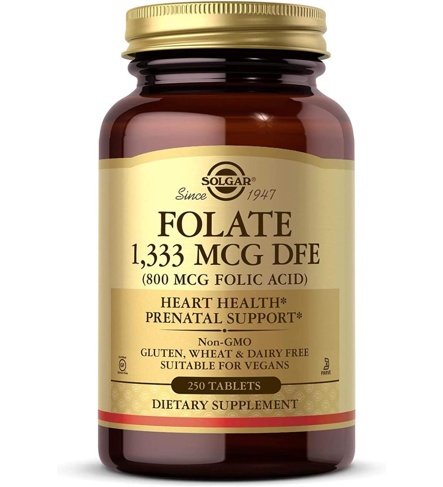 Solgar Folate 800 mcg - 250 Tablets for Optimal Health | Buy Now - Buy Online on GoSupps.com