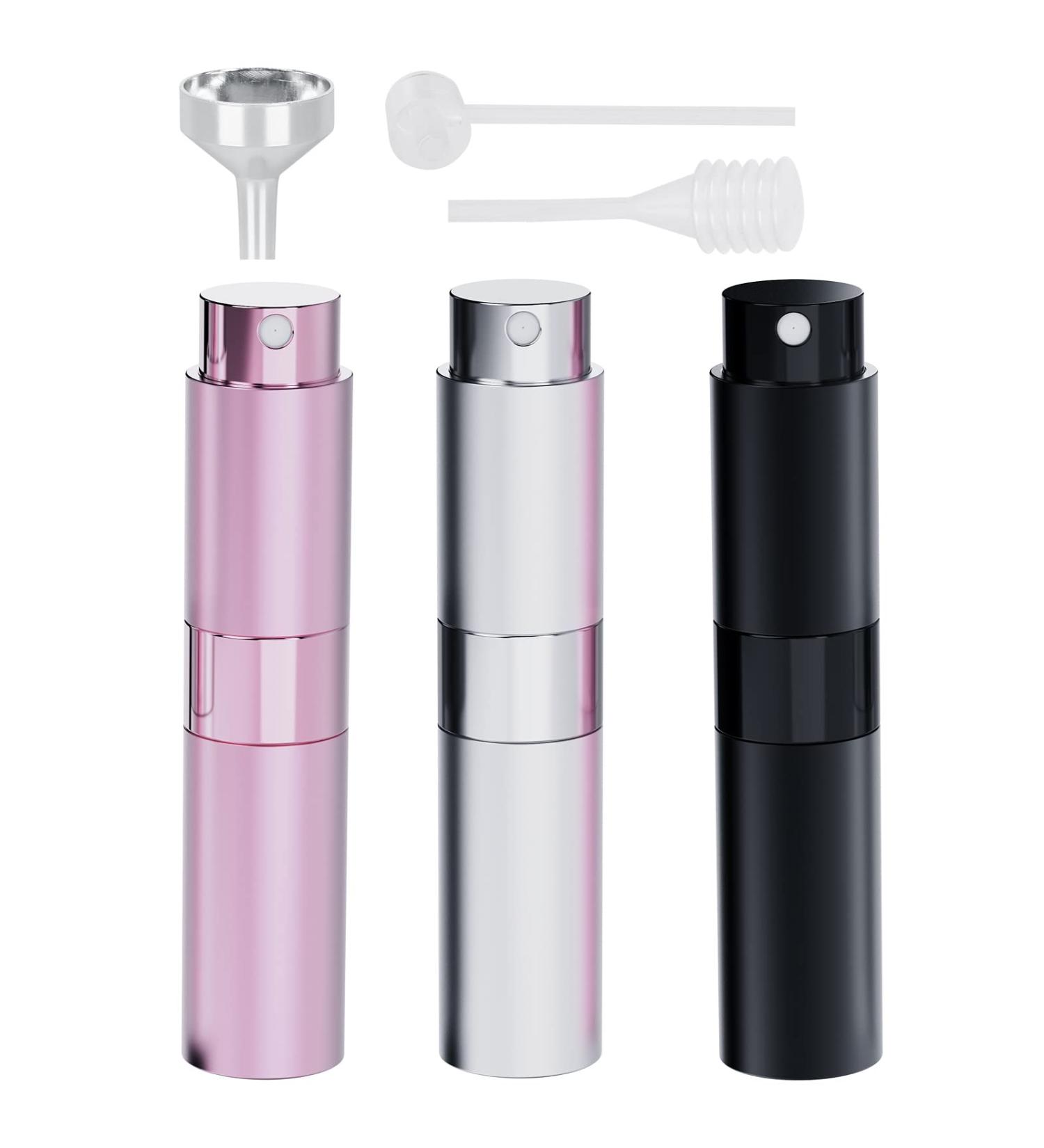 Darbermu 3PCS Perfume Atomiser 8ML Perfume Atomisers Refillable Travel Perfume Atomiser Bottles Atomiser Perfume Spray Bottle Travel Bottles with Funnel and Refill Pump for Travel Vacation Pink Black Silver - Buy Online on GoSupps.com