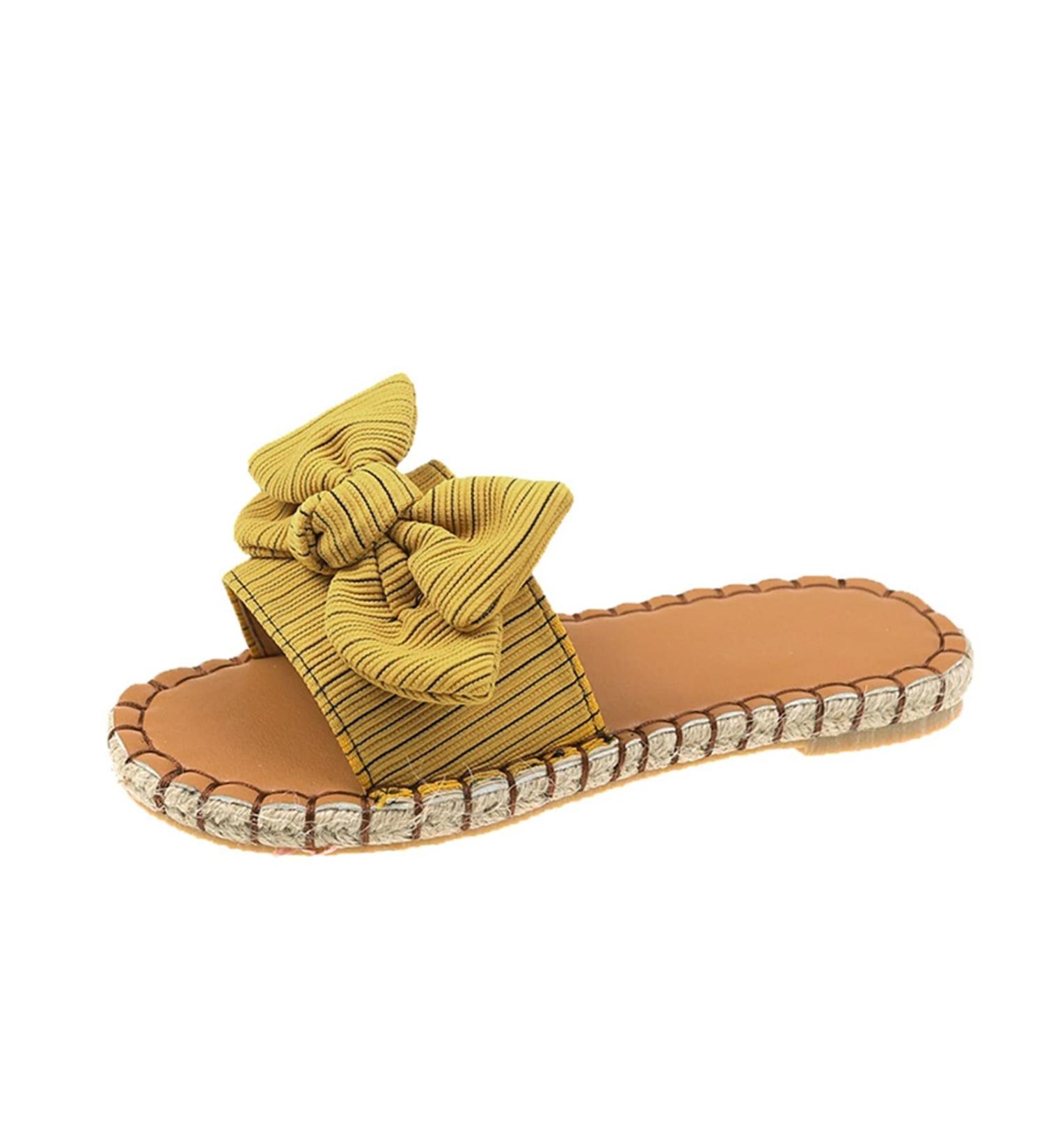 HSYHKDSY Women's Yellow Glitter Flat Sandals - Elegant Summer Shoes | Comfortable Holiday Casual Footwear 5.5 UK - Buy Online on GoSupps.com