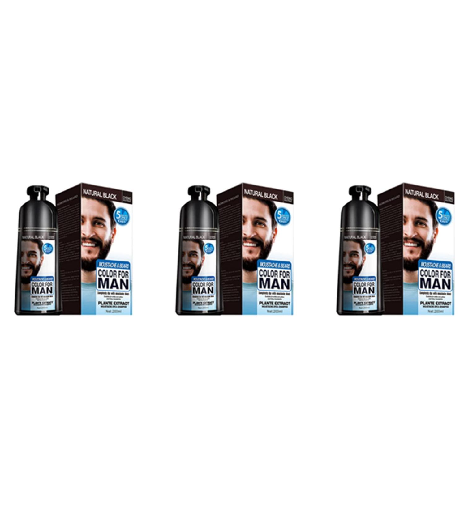 KVSERT 3 x Permanent Beard Dye Shampoo for Dying Beard Removal White Gray Beard Hair Beard Shampoo 200 ml - Buy Online on GoSupps.com