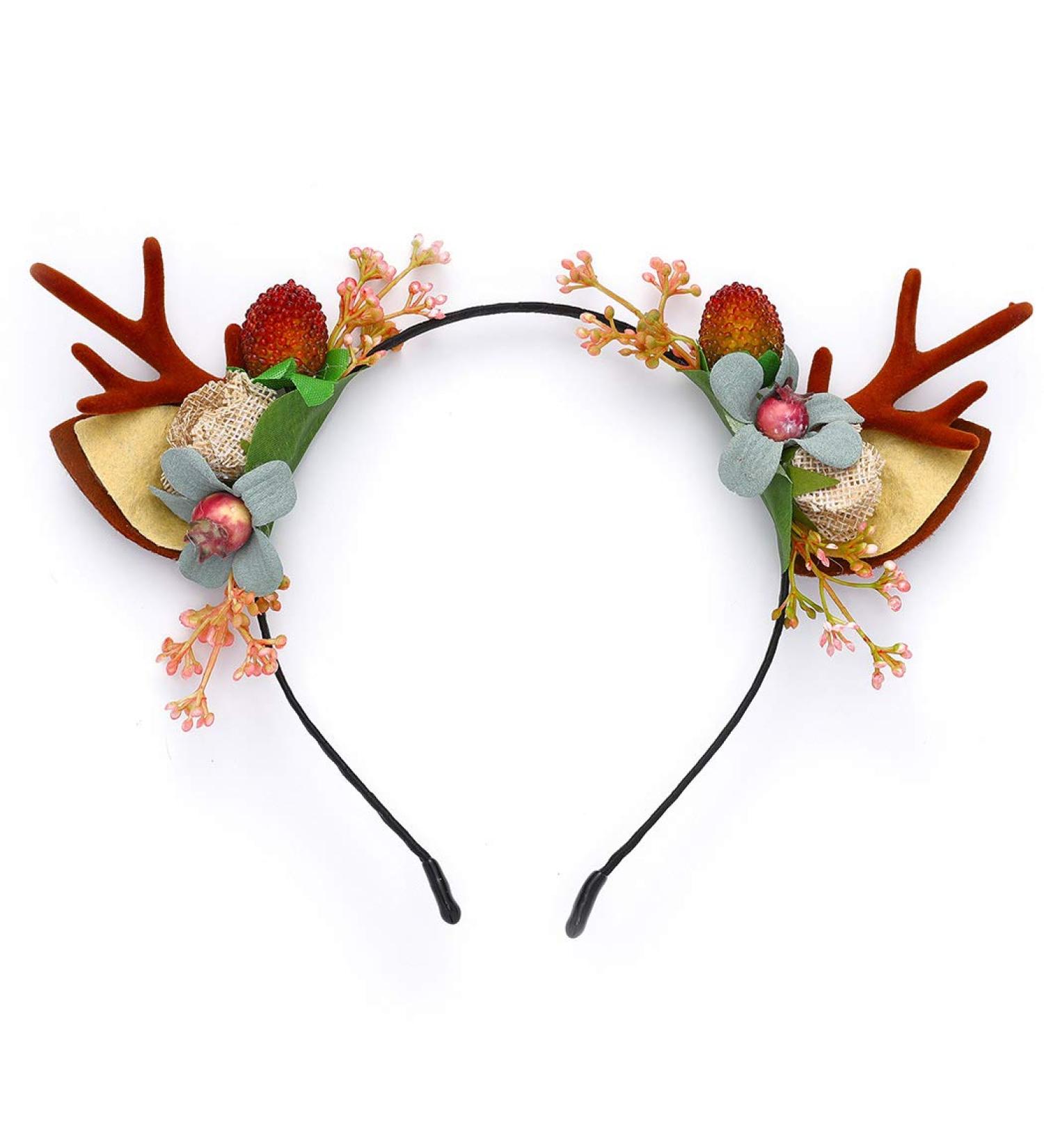Unicra Christmas Flower Antlers Headband for Women & Girls - Elk Deer Animal Horns Hairpiece for Halloween - Buy Online on GoSupps.com