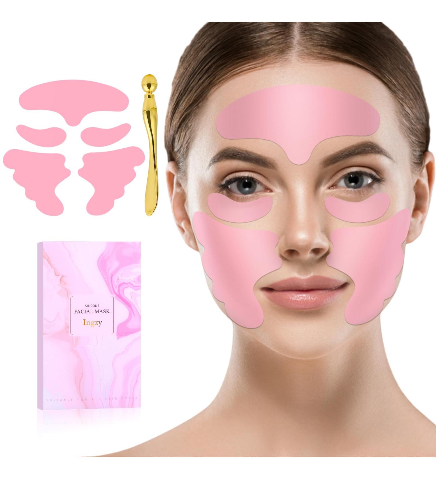 Reusable Silicone Wrinkle Patches Kit - Face & Forehead Wrinkle Treatment with Massage Stick | Overnight Patches for Under Eyes & Facial Care - Buy Online on GoSupps.com