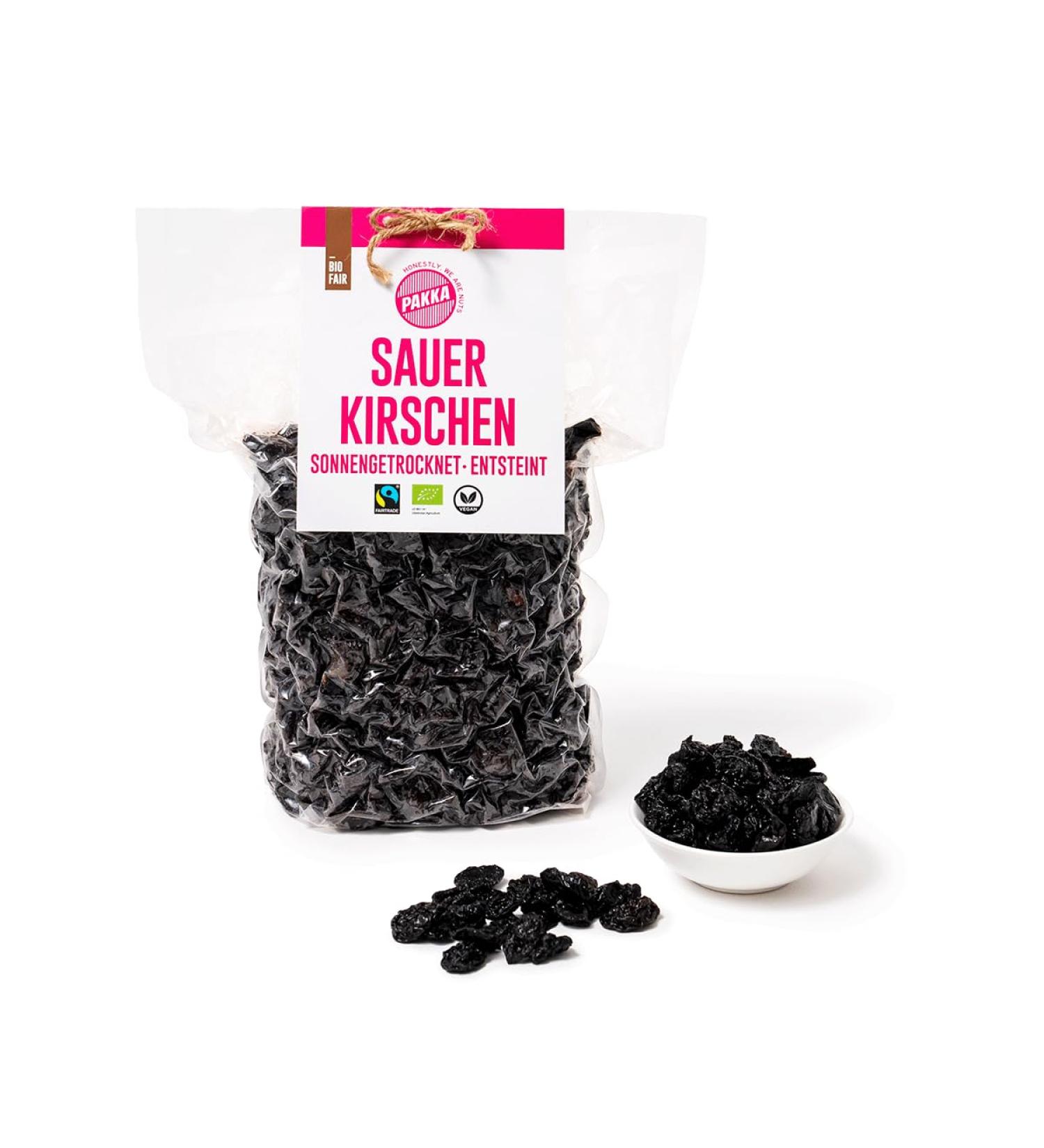  pakka PAKKA - Organic Fair Trade Dried Sour Cherries 1 kg wild harvested directly from small farmers in Samarkand Uzbekistan vegan 1000 g (1 pack) - Buy Online on GoSupps.com
