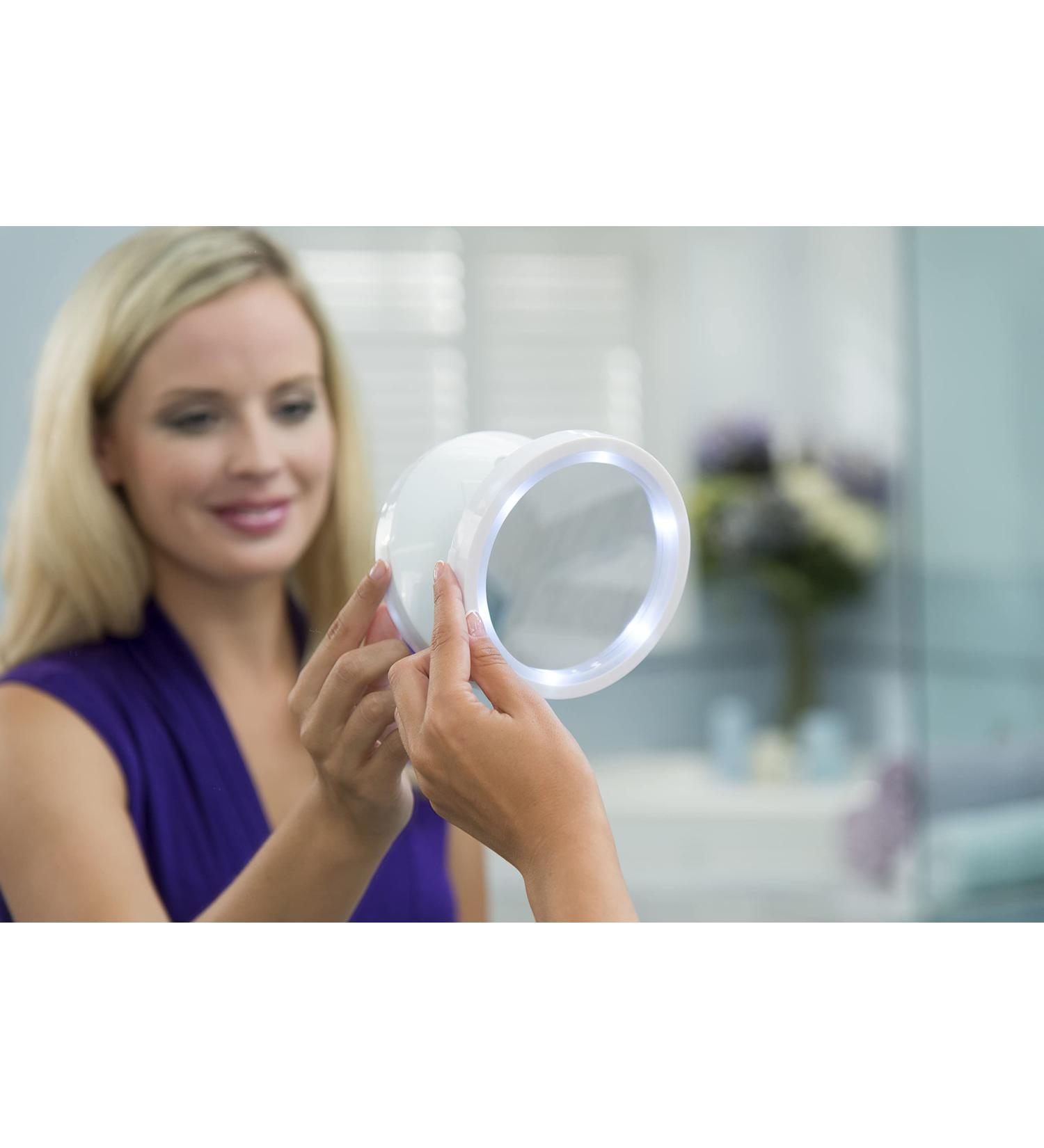 HOMEWELL Swivel Brite 8X Magnifying Mirror with LED Light for Bathroom - 360 Rotation, Magnetic Mount, Travel Makeup Mirror - Buy Online on GoSupps.com