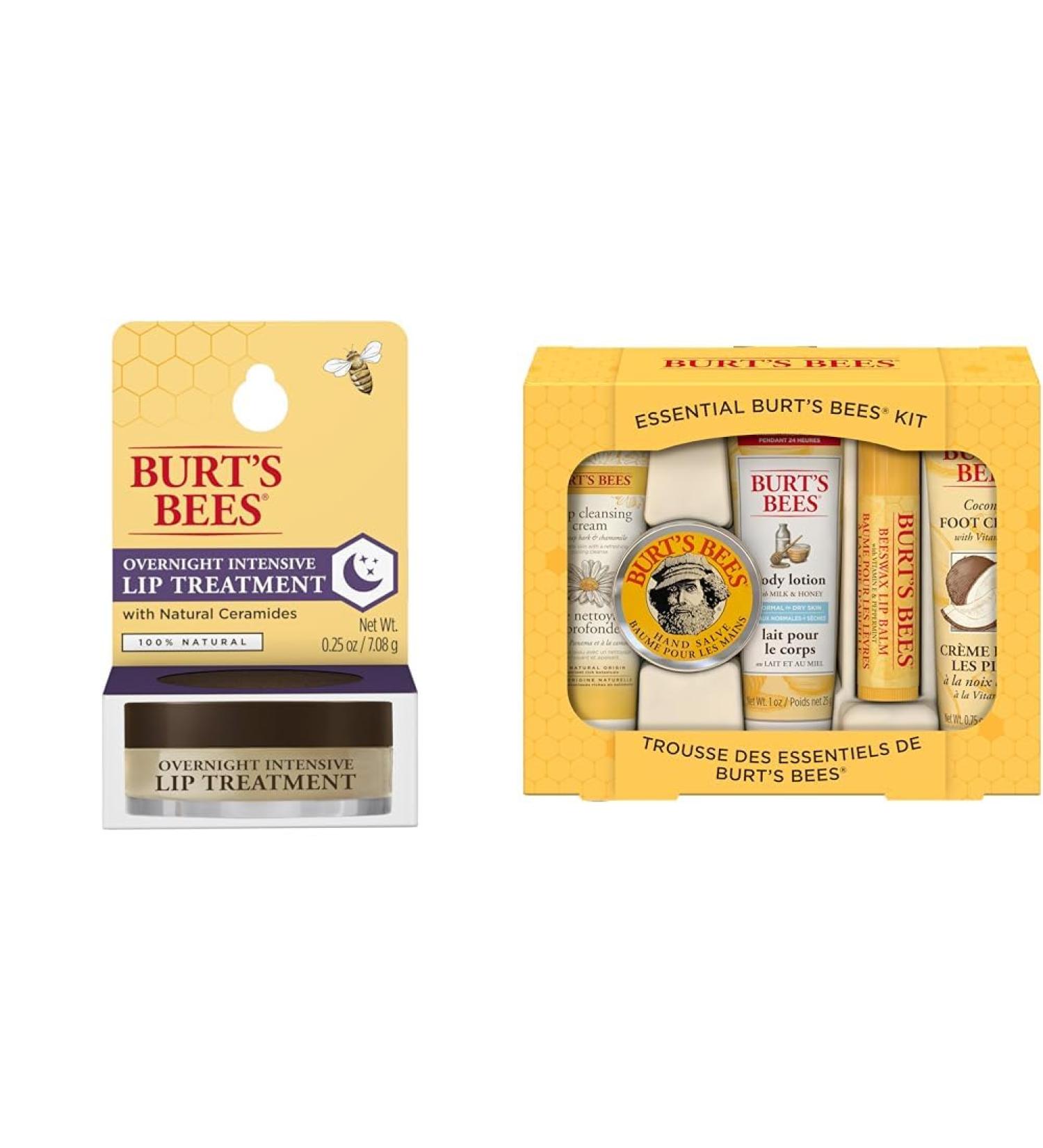 Burt's Bees Overnight Intensive Lip Treatment 0.25 oz - Moisturizing Restorative & Essential Everyday Beauty Gift Set 5 Travel Size Products - Deep Cleansing Cream - Buy Online on GoSupps.com