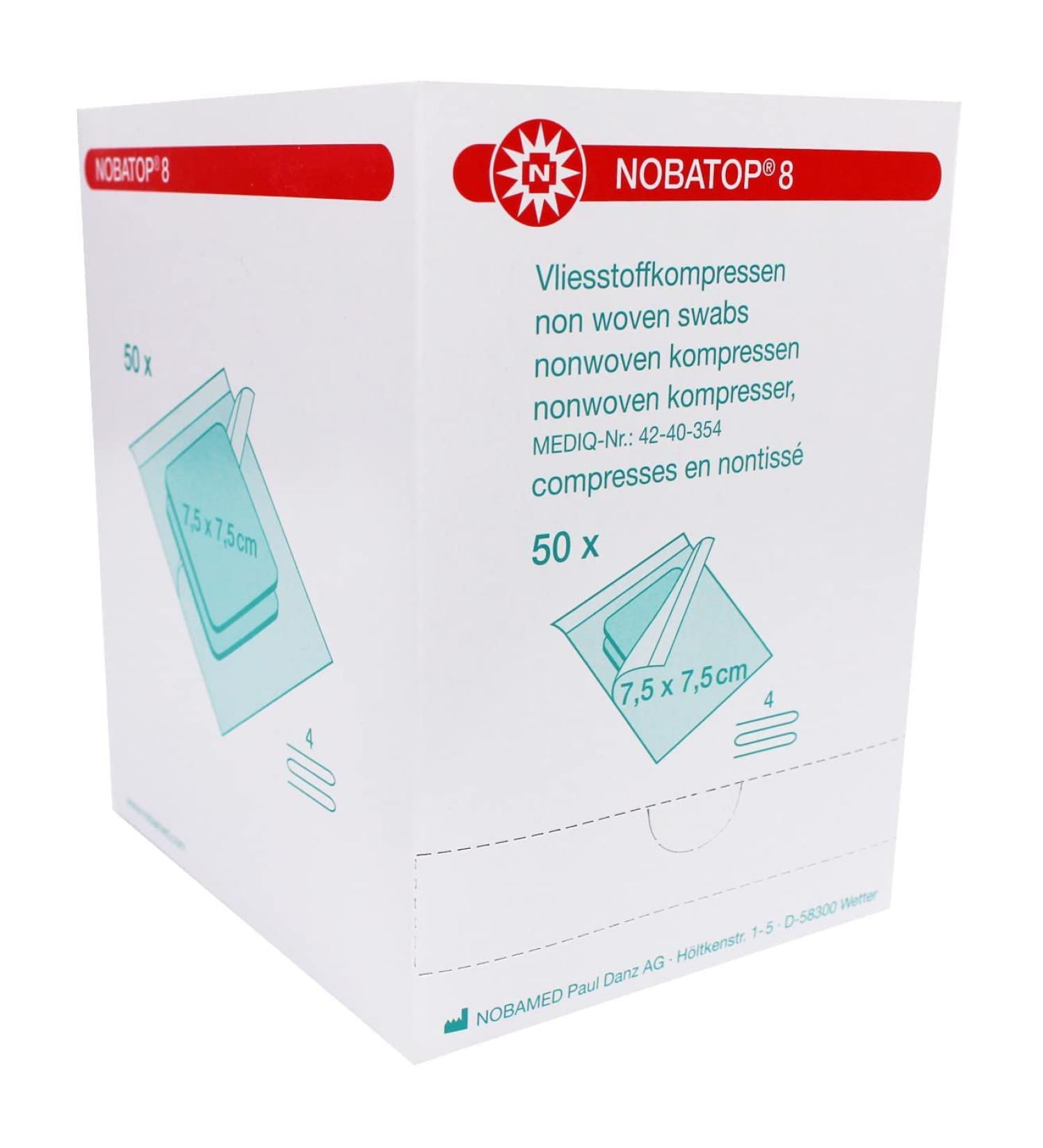 Buy Nobatop 8 Sterile Compresses (7.5 x 7.5 cm) - 50 Packs of 2 | International Shipping - Buy Online on GoSupps.com