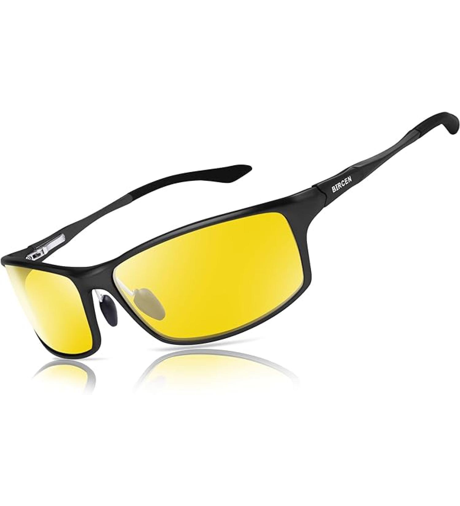 Bircen Night Vision Glasses for Driving | HD Anti Glare Al-Mg Frame | Men and Women | B-Black Frame Night Vision Lens - Buy Online on GoSupps.com
