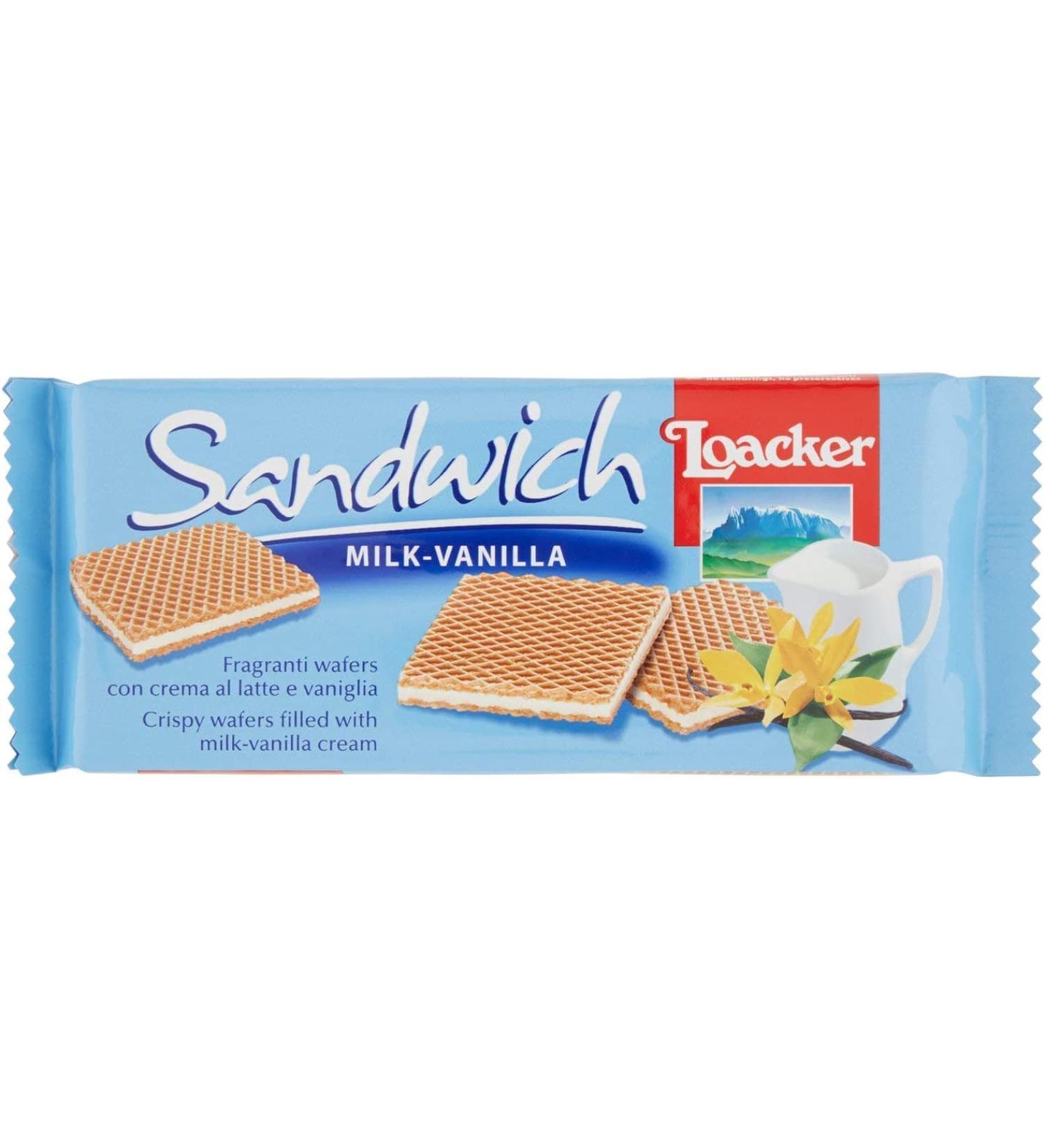 Loacker Vanilla Milk Sandwich Scented Waffles with Milk Cream & Vanilla 75g - Pack of 3 - Buy Online on GoSupps.com