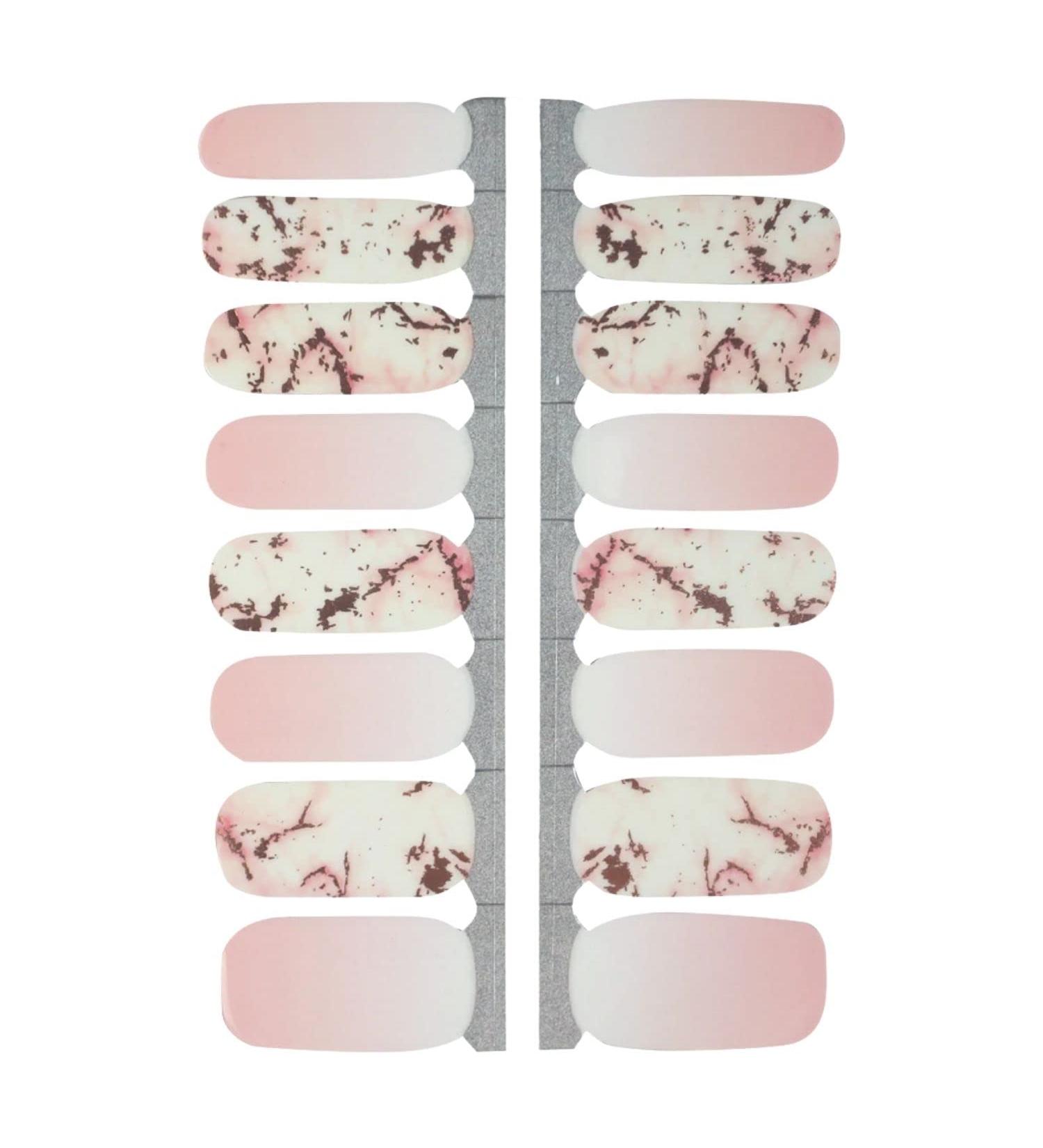 My nails nail foils pink marble I 16 Ultra-D nne nail polish strip pattern/white/pink i self-adhesive premium nail art wraps i stops on natural and lacquered acrylic gel & shellac nails