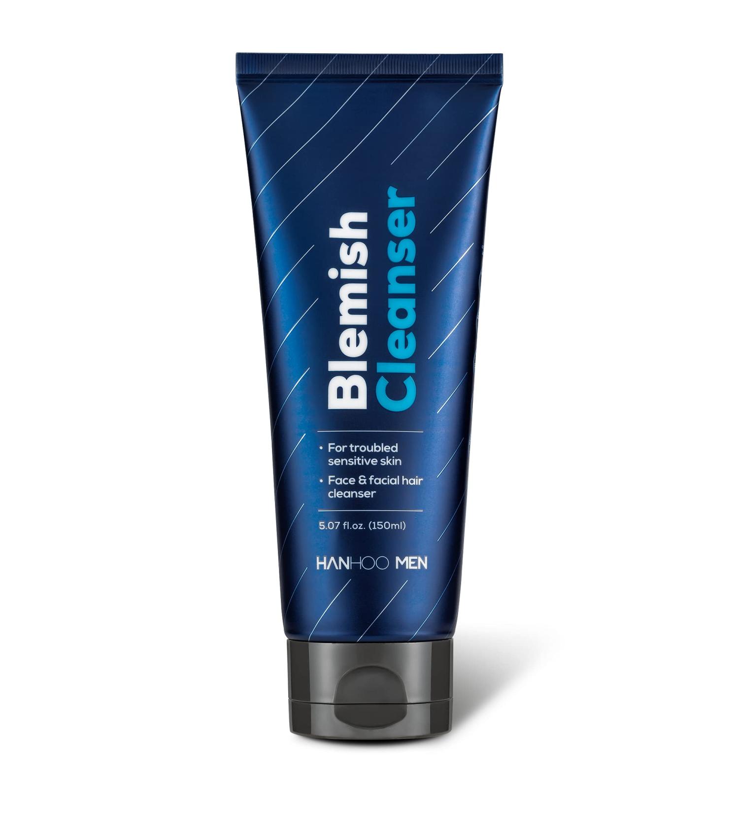 HANHOO Men Blemish Cleanser - Daily Facial & Beard Wash with Tea Tree Oil Probiotics & Hyaluronic Acid | Soothes Acne-Prone Skin | For All Skin Types | 5.07 fl oz - Buy Online on GoSupps.com