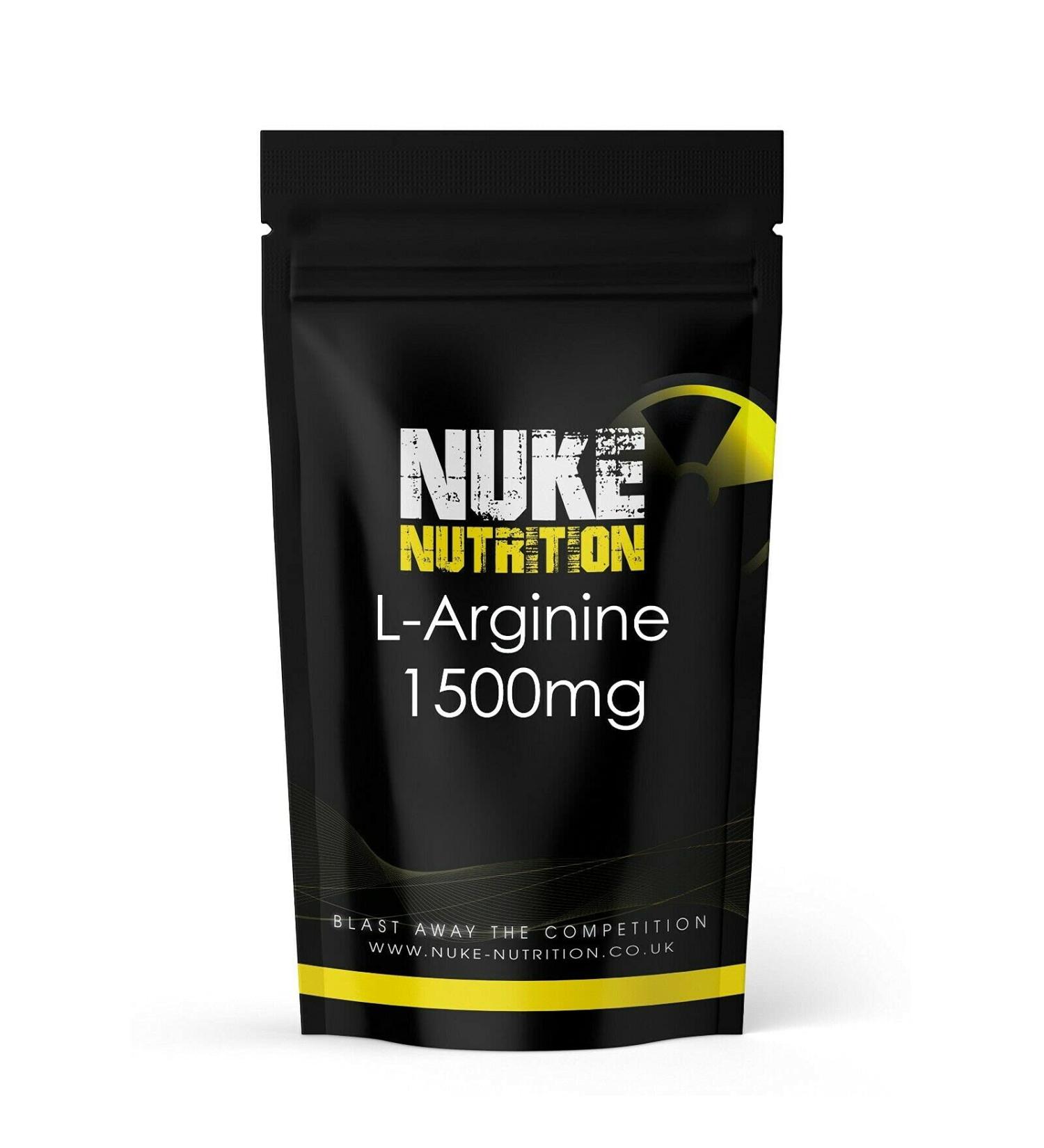 Nuke Nutrition L Arginine Capsules 1500mg - 365 Count - Nitric Oxide Supplement for Muscle Strength & Endurance - Pre Workout Energy Pills - Buy Online on GoSupps.com