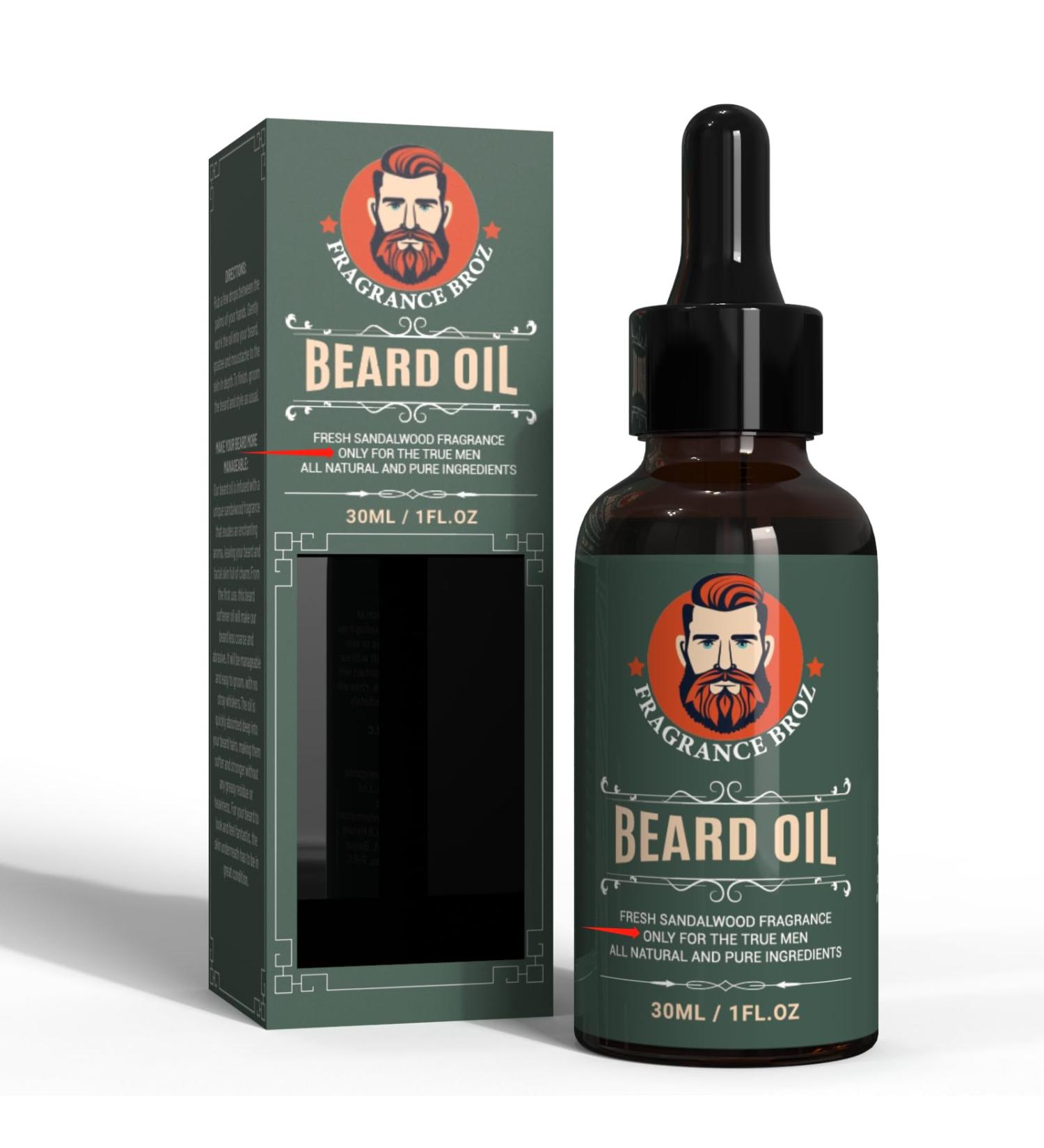 Beard Oil (1 fl oz) | Natural Sandalwood Moisturizer for Softening Itch Relief & Beard Growth Support - Buy Online on GoSupps.com