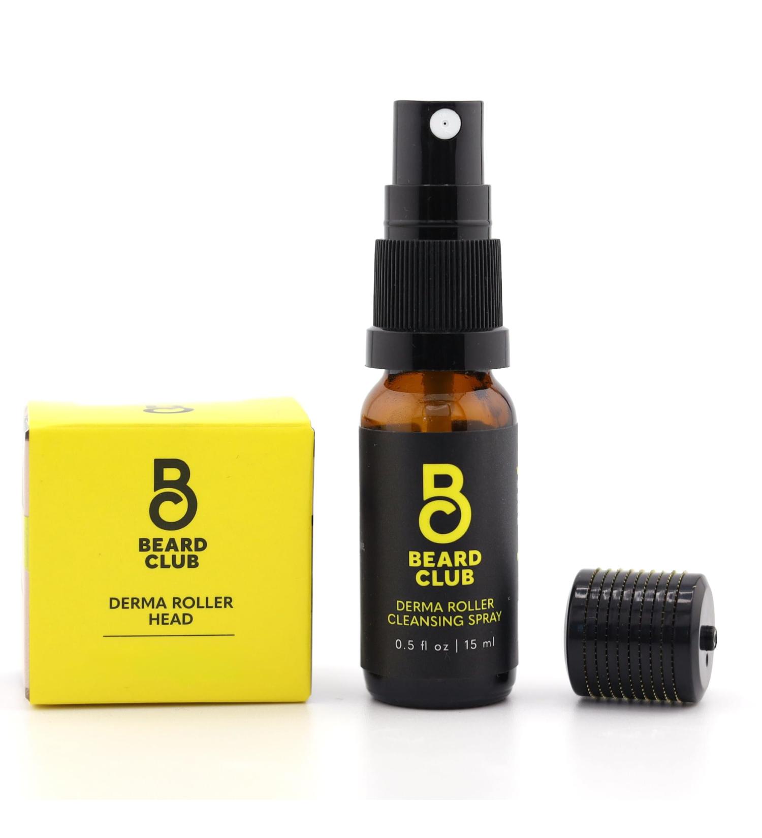 Beard Club Derma Roller Replacement Head & Cleansing Spray - 0.3mm Titanium Microneedles for Prolonged Use | Buy Now - Buy Online on GoSupps.com