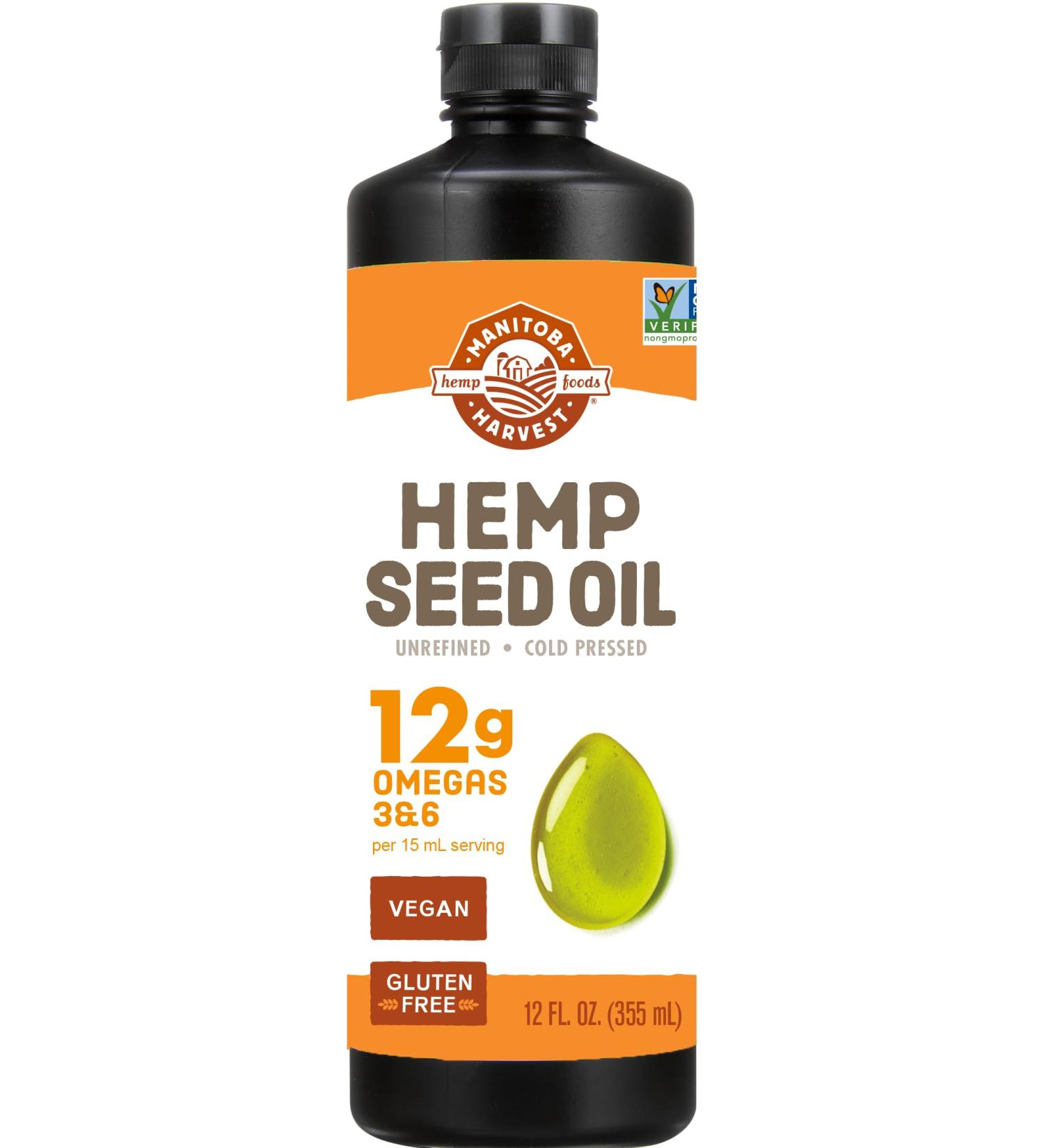 Manitoba Harvest Hemp Seed Oil Cold Pressed Premium Quality 12g of Omegas 3 & 6 Per Serving Hydrate & Nourish Skin Non-GMO Vegan Gluten Free Great for cooking salad dressings 12 Fl Oz 12 Fl Oz (Pack of 1) - Buy Online on GoSupps.com