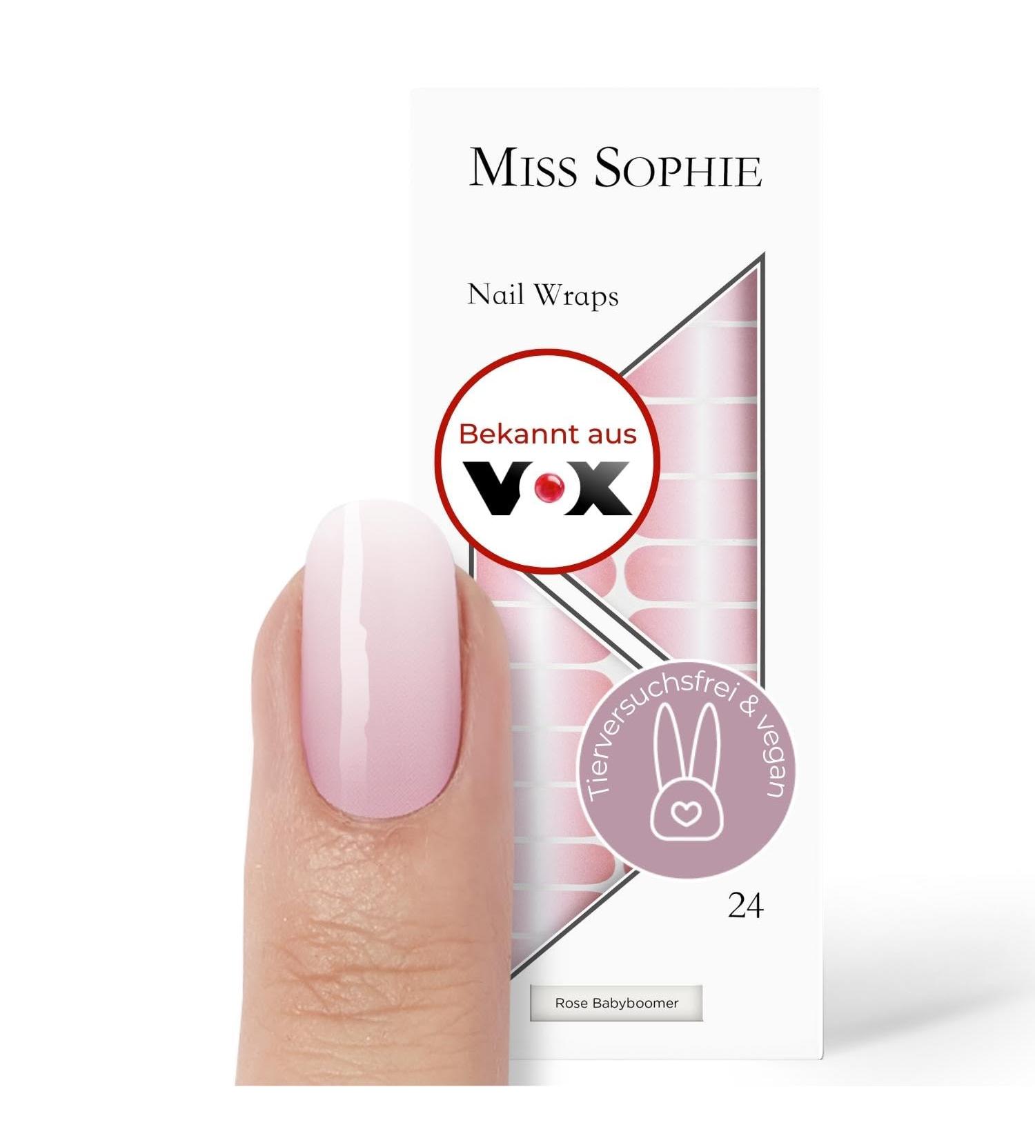 Original Miss Sophie Nail Foils | 24 Ultra-Thin Color Gradient Rose Baby Boomer Nail Polish Strips for Finger & Toenails | Sticks to Natural Acrylic Gel & Shellac Nails - Buy Online on GoSupps.com