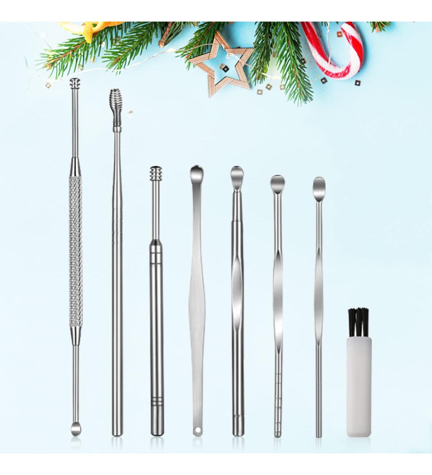 Professional 8 Pcs Ear Wax Removal Kit - Stainless Steel Ear Pick Set with Cleaning Brush & Storage Box - Buy Online on GoSupps.com