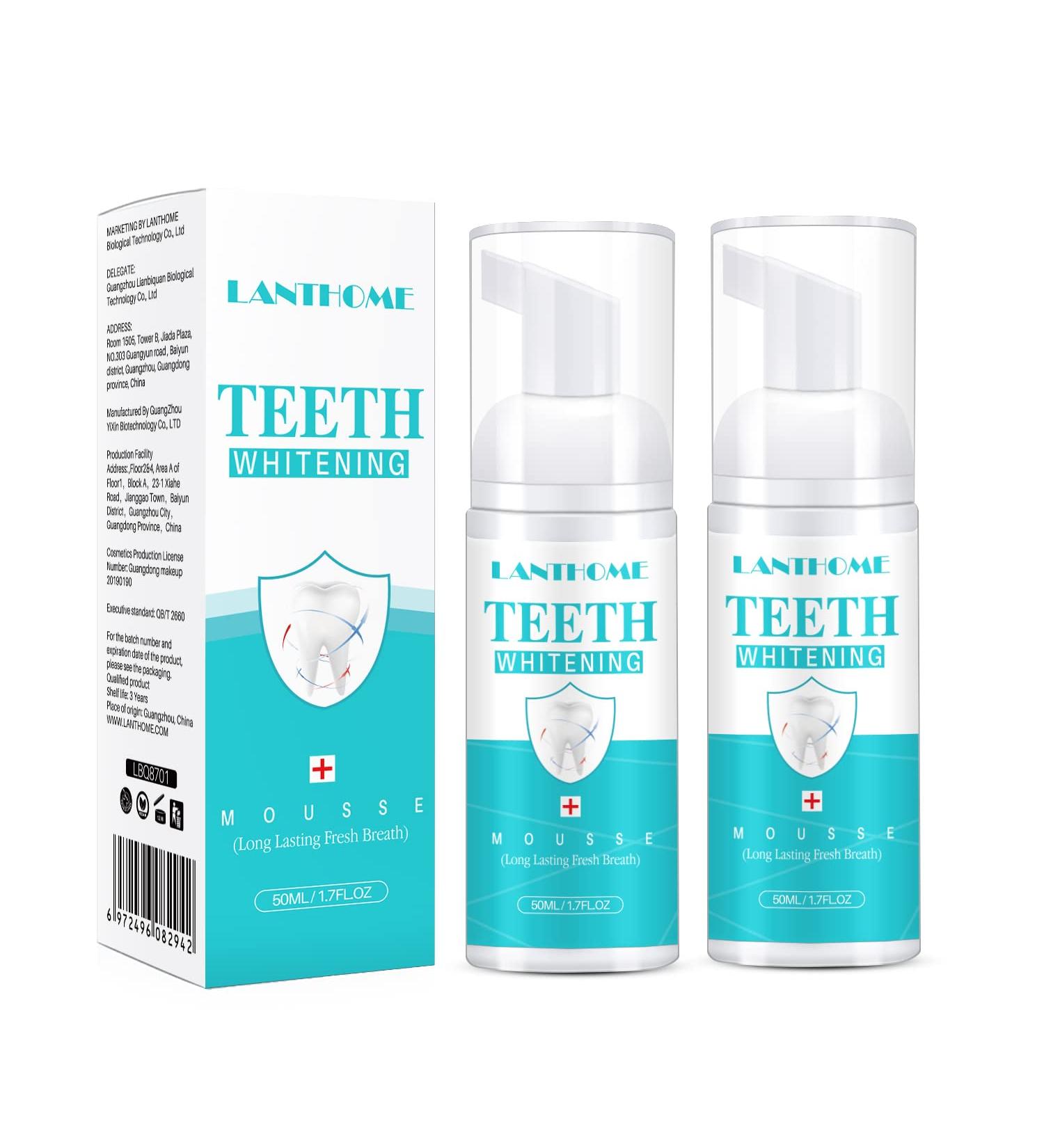 LANTHOME White Foam Teeth Whitening Products(2PCS)-Tooth Whitening Mousse Teeth Whitening Foam Whitens Teeth & Fights Bad Breath - Buy Online on GoSupps.com