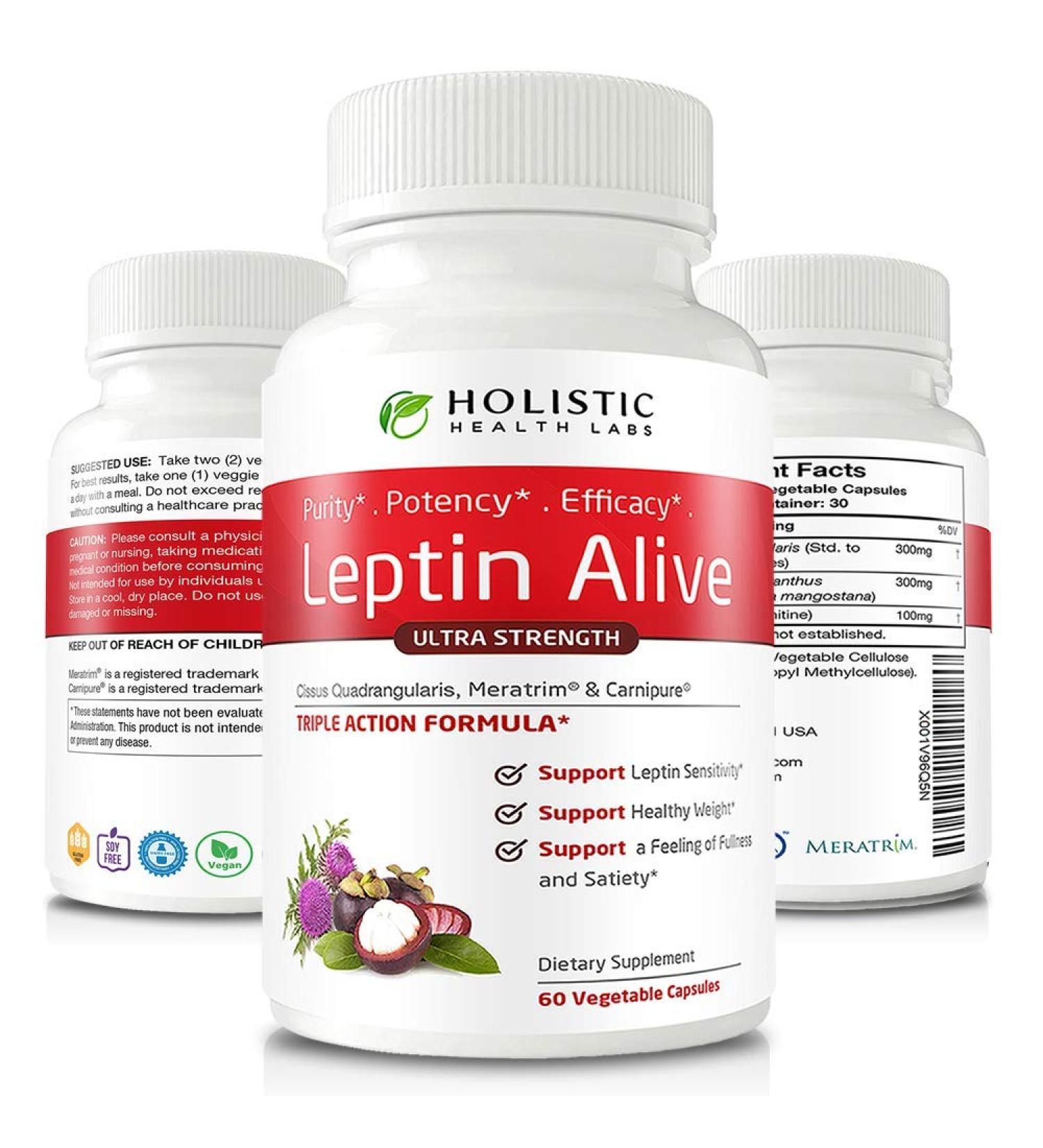 Maximum Leptin Weight Management for Women - 60 Veggie Capsules - Holistic Health Labs - MeraTrim, Carnipure, Cissus Quadrangularis - Natural Metabolism Support - Buy Online on GoSupps.com