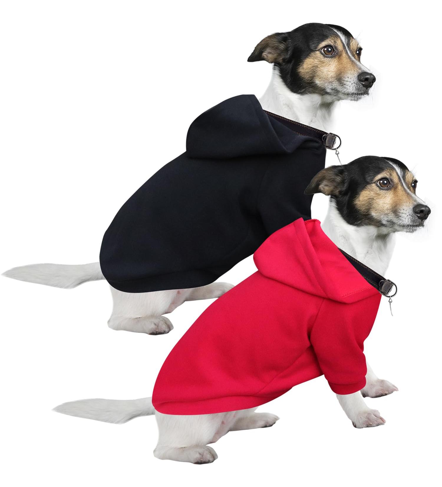 Shop Hualisiji Hooded Sweater for Dogs | Warm Light Chihuahua Hoodie in 3XL - 2PCs Black & Red - Buy Online on GoSupps.com