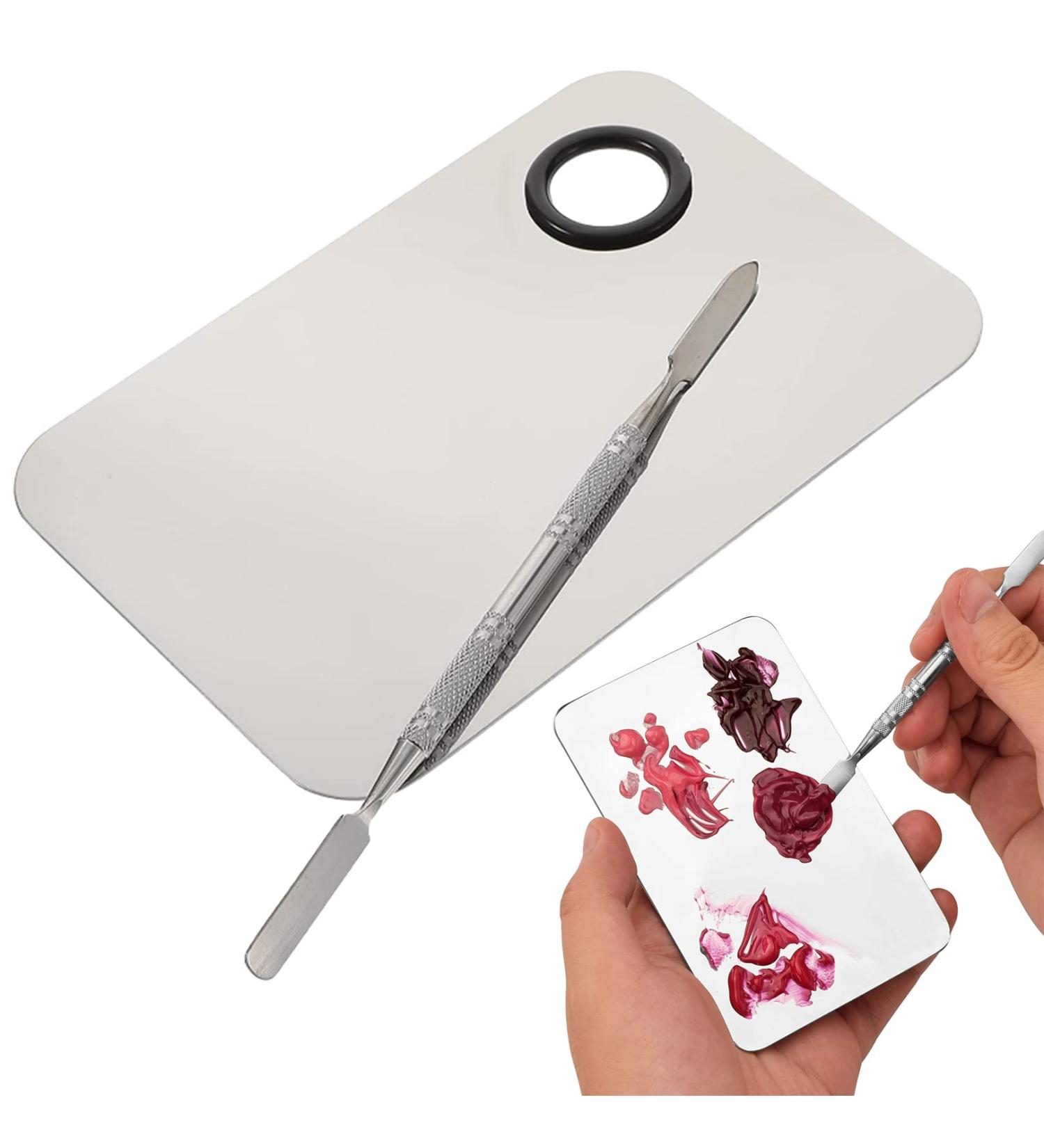 1pcs Makeup Mixing Palette Makeup Spatula&Makeup Palette Foundation Mixing Palette Professional Cosmetic Makeup Palette with Stainless Steel Spatula Tool for Mixing Foundation Nail Art Makeup Tools - Buy Online on GoSupps.com
