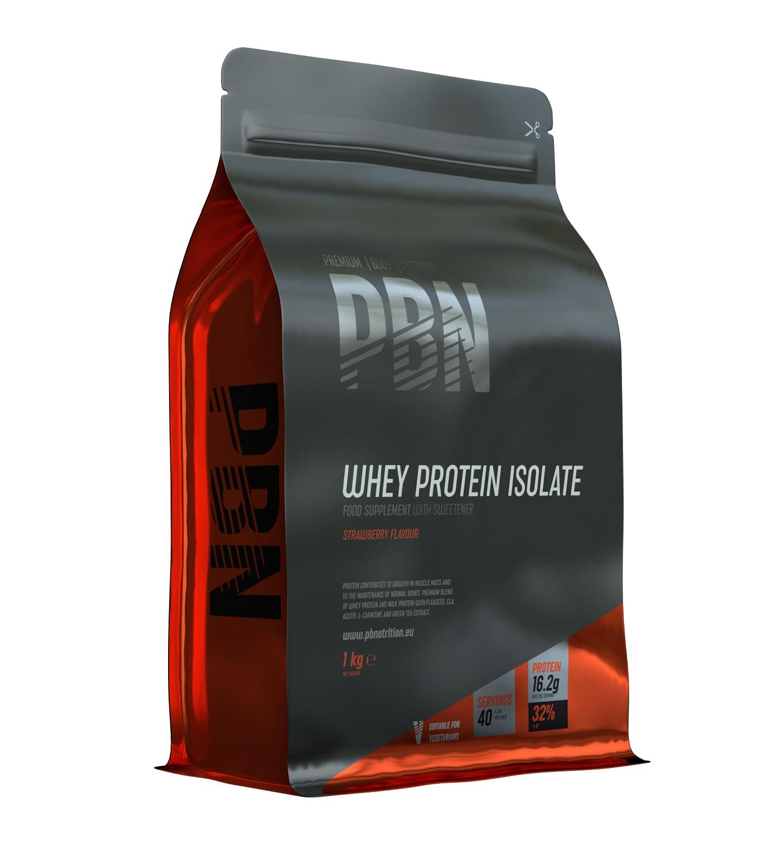 PBN Premium Body Nutrition Whey Isolate Protein Powder Strawberry Flavor 33 Servings 1 kg - Buy Online on GoSupps.com