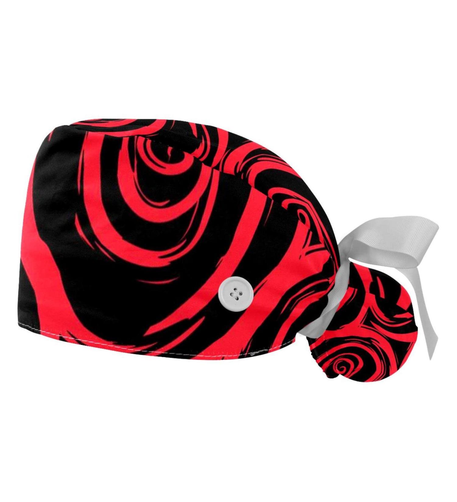 Roses Scrub Surgical Caps Hats for Women - 2PCS Bouffant Working Hat with Ponytail Holder, Pattern 01 - Buy Online on GoSupps.com