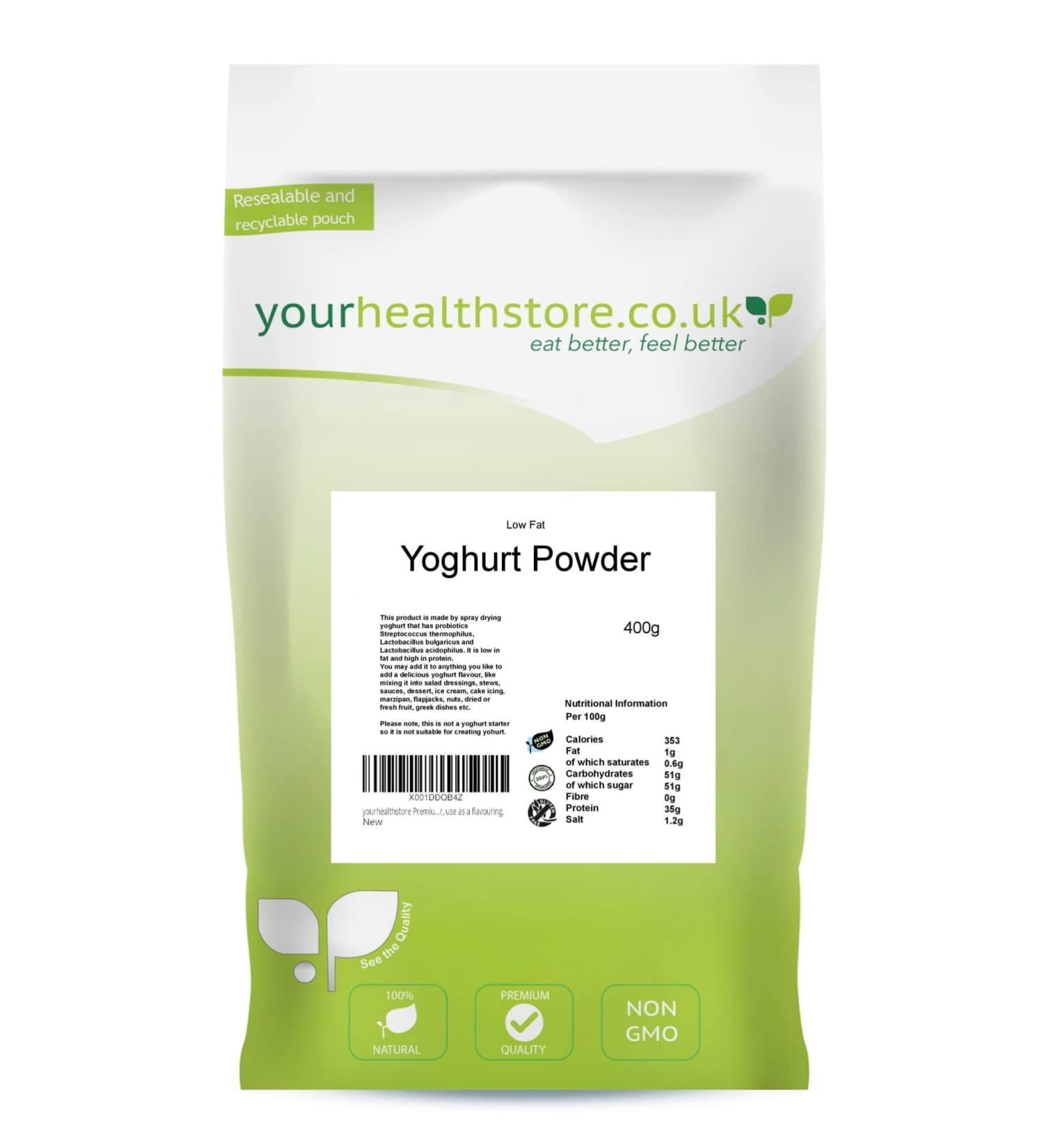 yourhealthstore Premium Yoghurt Powder 400g 100% Pure Low Fat No Additives (Recyclable Pouch) This is not a Yoghurt Starter use as a flavouring.