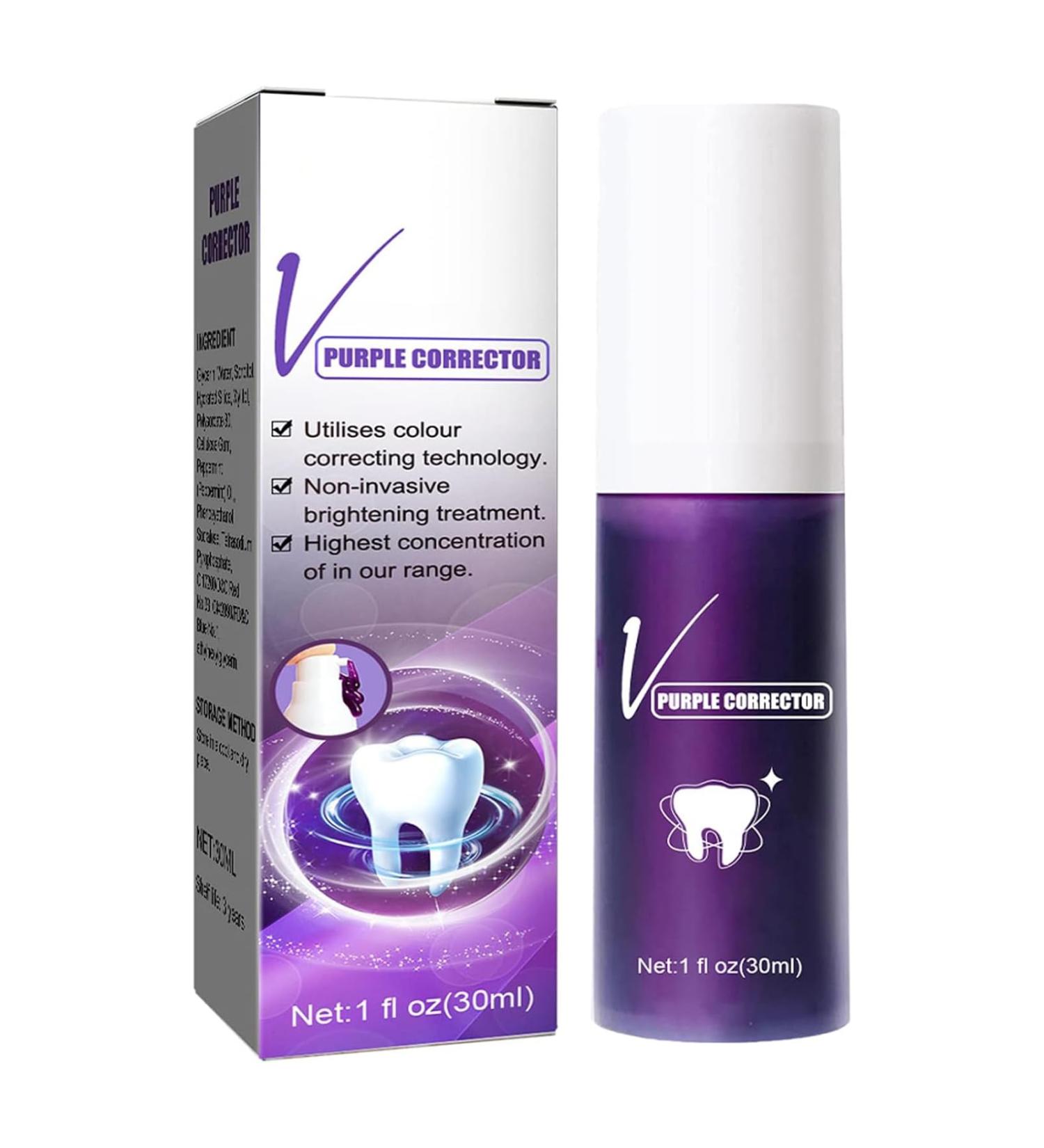 Teeth Whitening Toothpaste Purple Toothpaste Stain Remover Toothpaste Colour Correcting Toothpaste Purple Teeth Whitening Strong Cleaning Power Natural Stain Remover Refreshing (1PC) - Buy Online on GoSupps.com