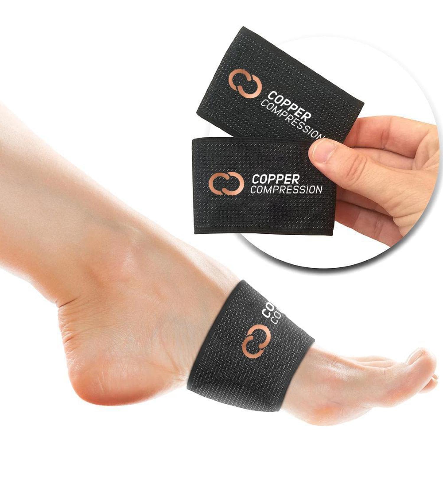 Copper Compression Padded Arch Support - Plantar Fasciitis Braces/Sleeves for Foot Pain Relief (1 Pair) - Buy Online on GoSupps.com