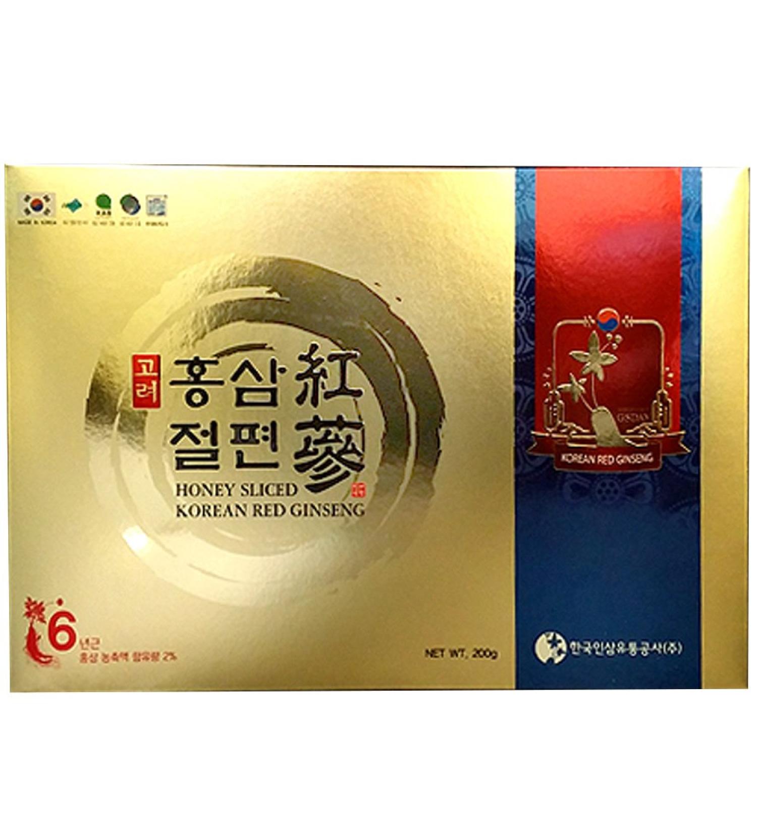 200g(10ea X 20g) 6-Year Korean red Ginseng Root Sliced   with Honey Saponin
