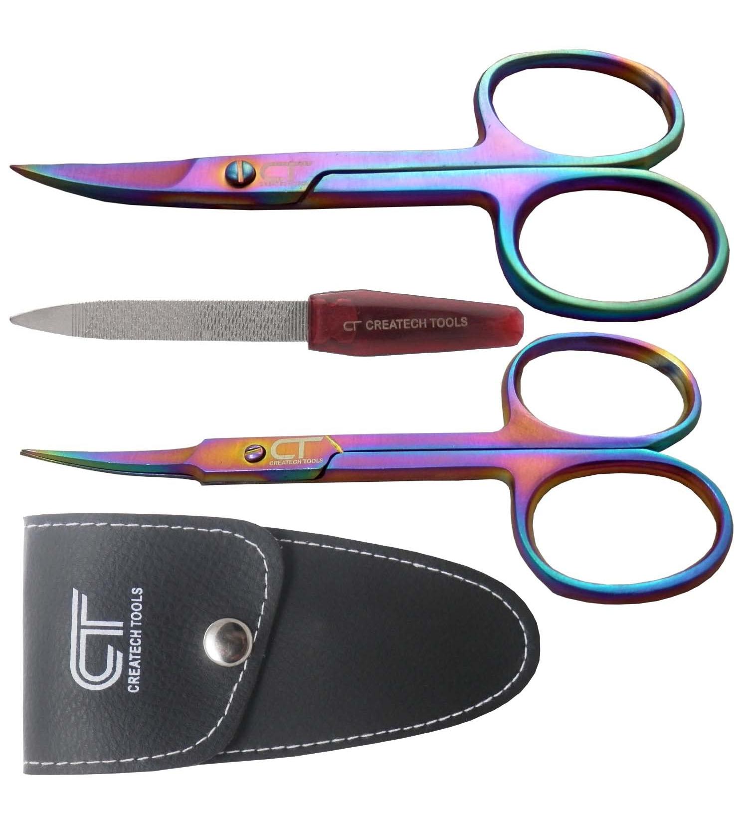 Createch Tools CT Nail Scissors Set - Professional Curved Toenail Cuticle Manicure Scissor Kit for Kids, Women, and Men - Multicolor - Buy Online on GoSupps.com