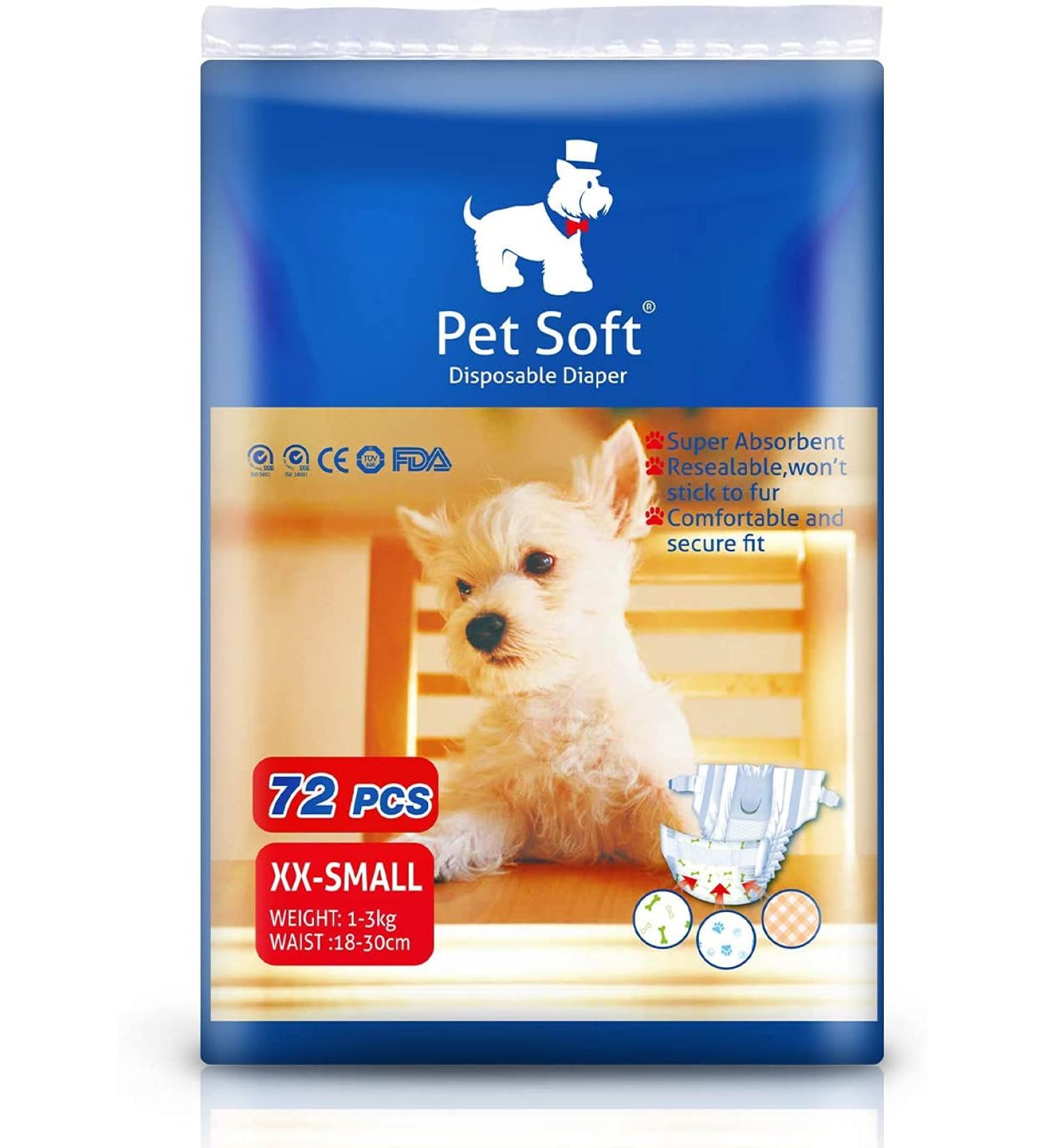 Soft Disposable Dog Diapers for Bitches | 12 Pack | High-Suction Incontinence & Heat Solution | XXS Size - Buy Online on GoSupps.com
