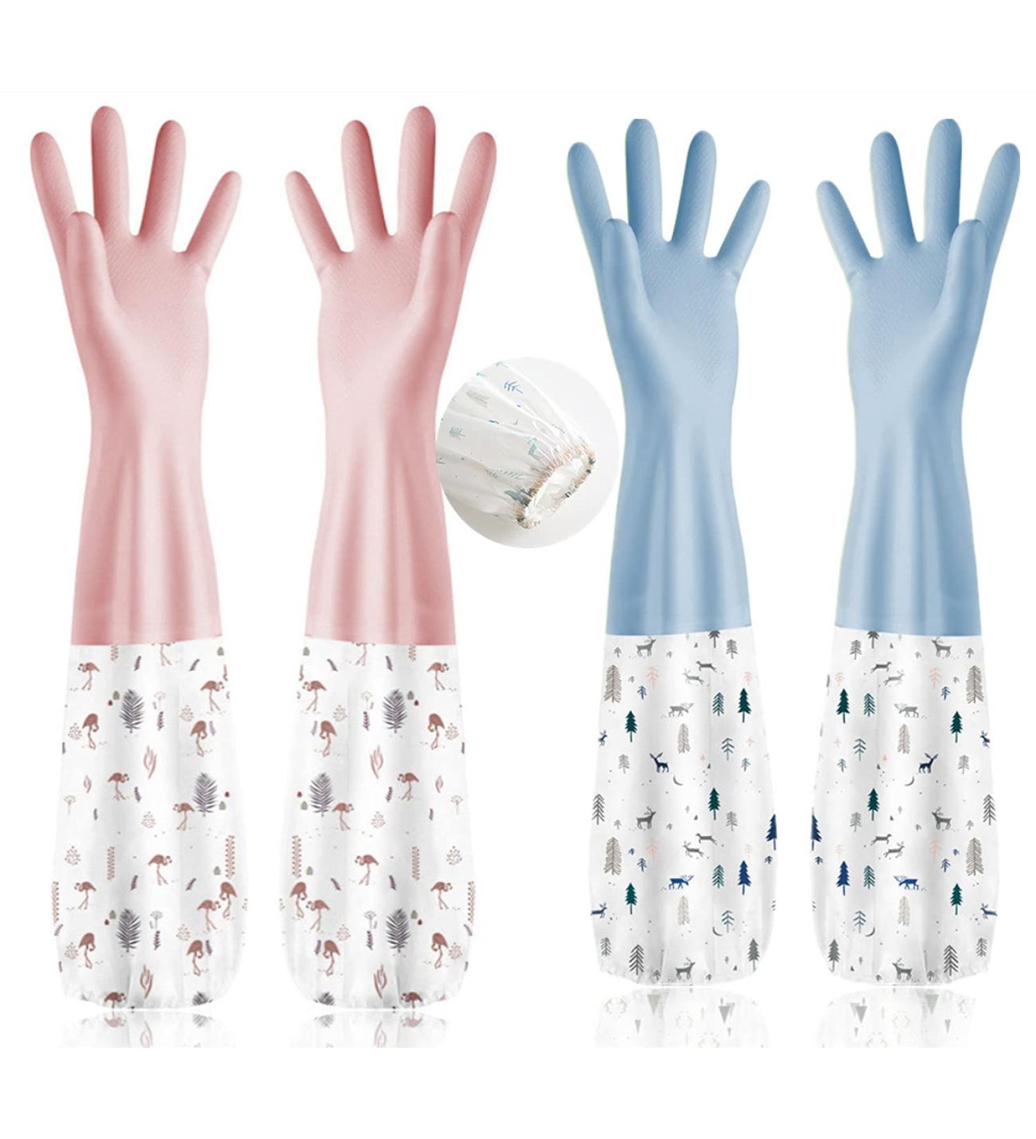 BJY 2Pcs Reusable Waterproof Dishwashing Gloves Rubber Latex Laundry Household Non-Slip Elastic Wear-resistant kitchen Cleaning Gloves(Medium) PINK/GREEN M (Pack of 2) - Buy Online on GoSupps.com