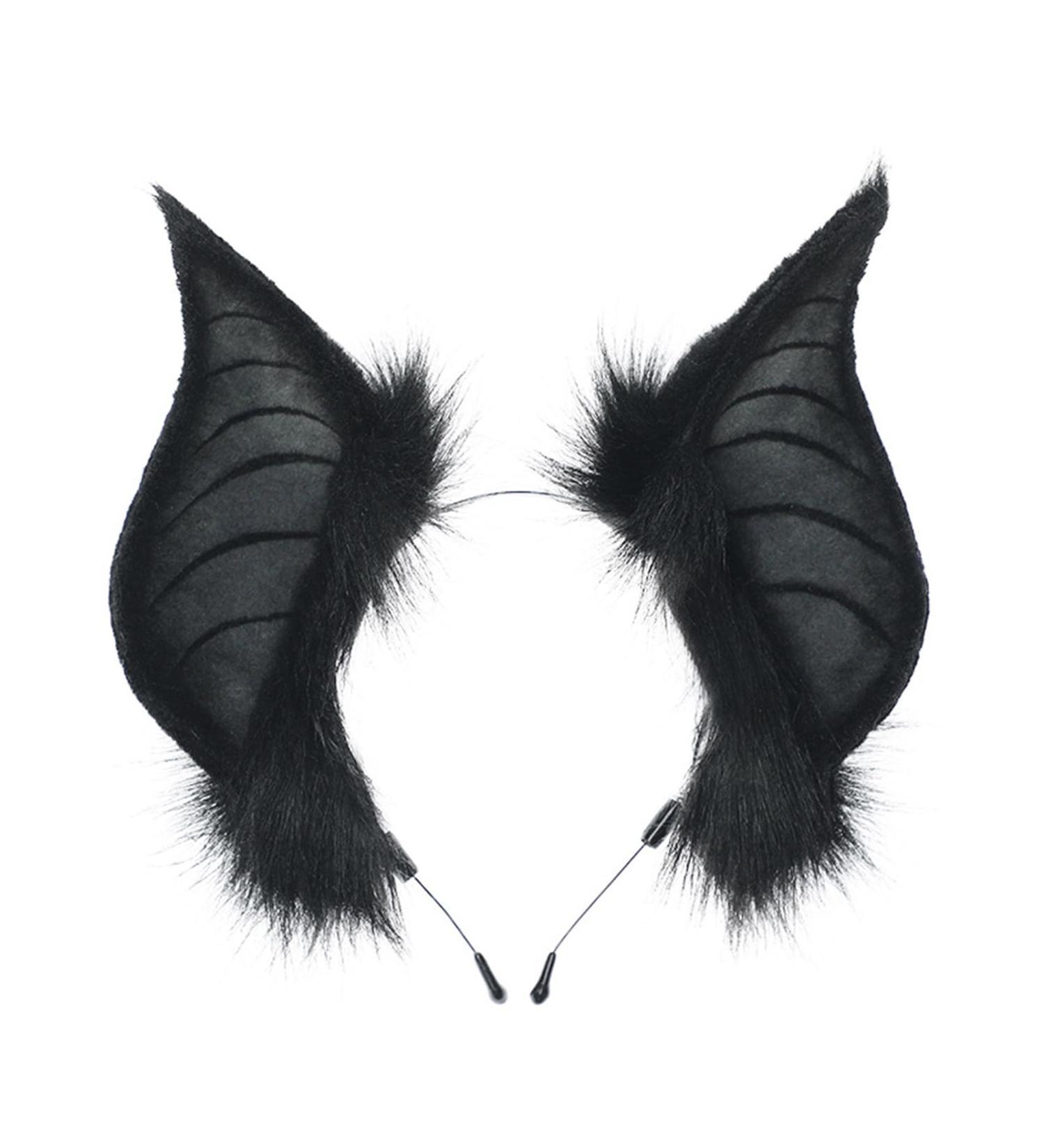jojobasec Cats Bat Fauxs Furs Ears Headbands Cute Halloween Fancy Dress Cosplays Costume Handmade Animal Furry Ears Hair Hoop Women - Buy Online on GoSupps.com