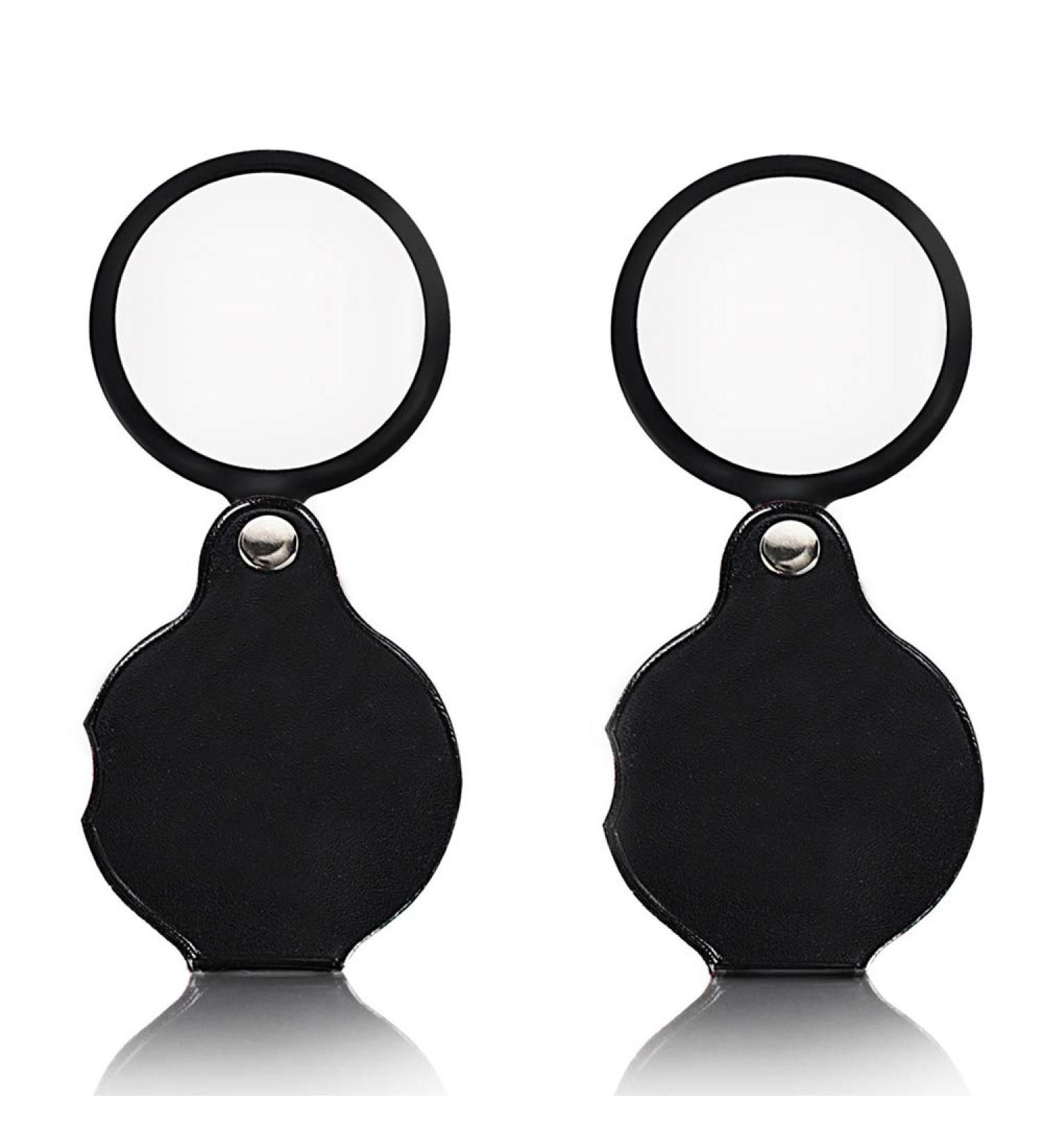 XDGOOD 2pcs 10X Mini Magnifying Glass Folding Pocket Magnifying Glass with Black Rotating Protective Leather Case Professional for Jewelry Reading Hobbies Science Books 50mm/1.96" - Buy Online on GoSupps.com
