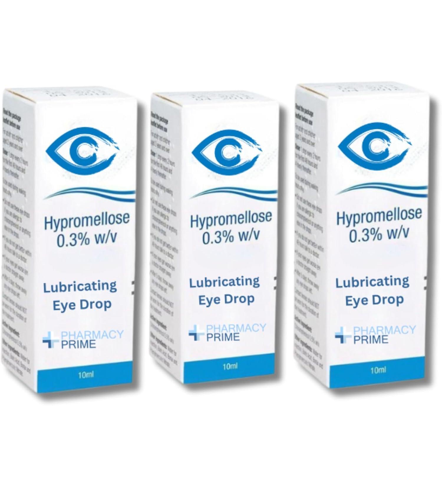 Pharmacy Prime - Hypromellose  Eye Drops 0.3% for Dry Eyes Relief and moisturising Eye Drops - Pack of 3 X 10ML - Buy Online on GoSupps.com