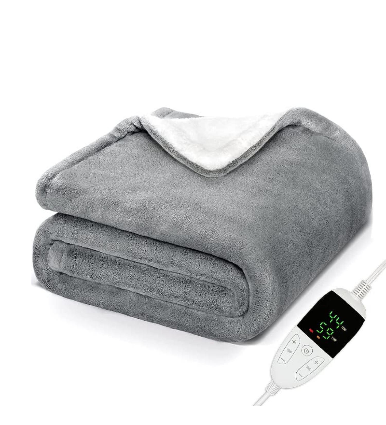 Thermal Heating Blanket 150x180cm | Electric Blanket with 6 Temperature Levels & 4 Timer Functions | Automatic Switch-Off | Washable Flanel for Home & Office - Buy Online on GoSupps.com