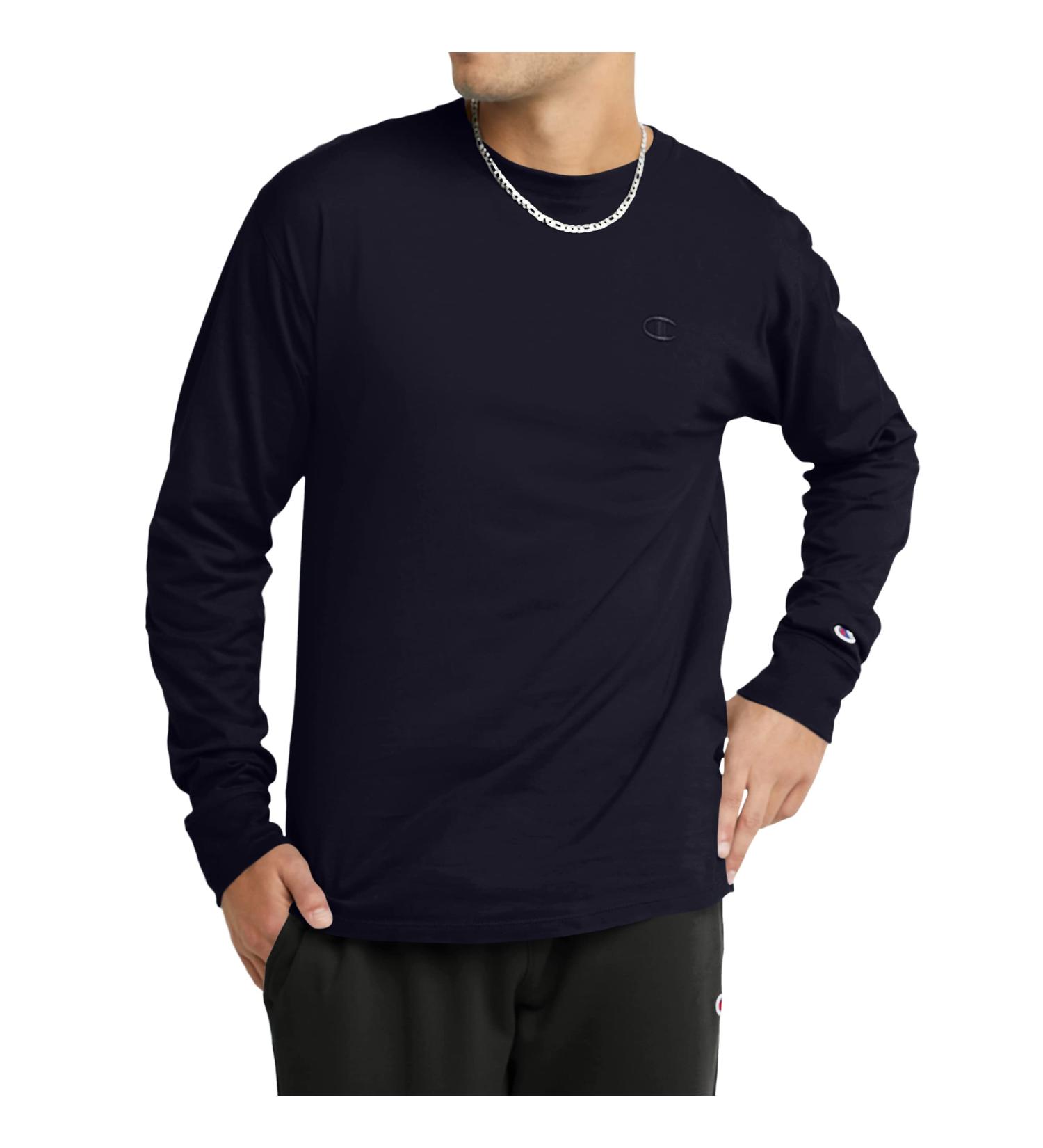 Champion Men's Long Sleeve Crewneck T-Shirt - Large Black - Buy Online on GoSupps.com
